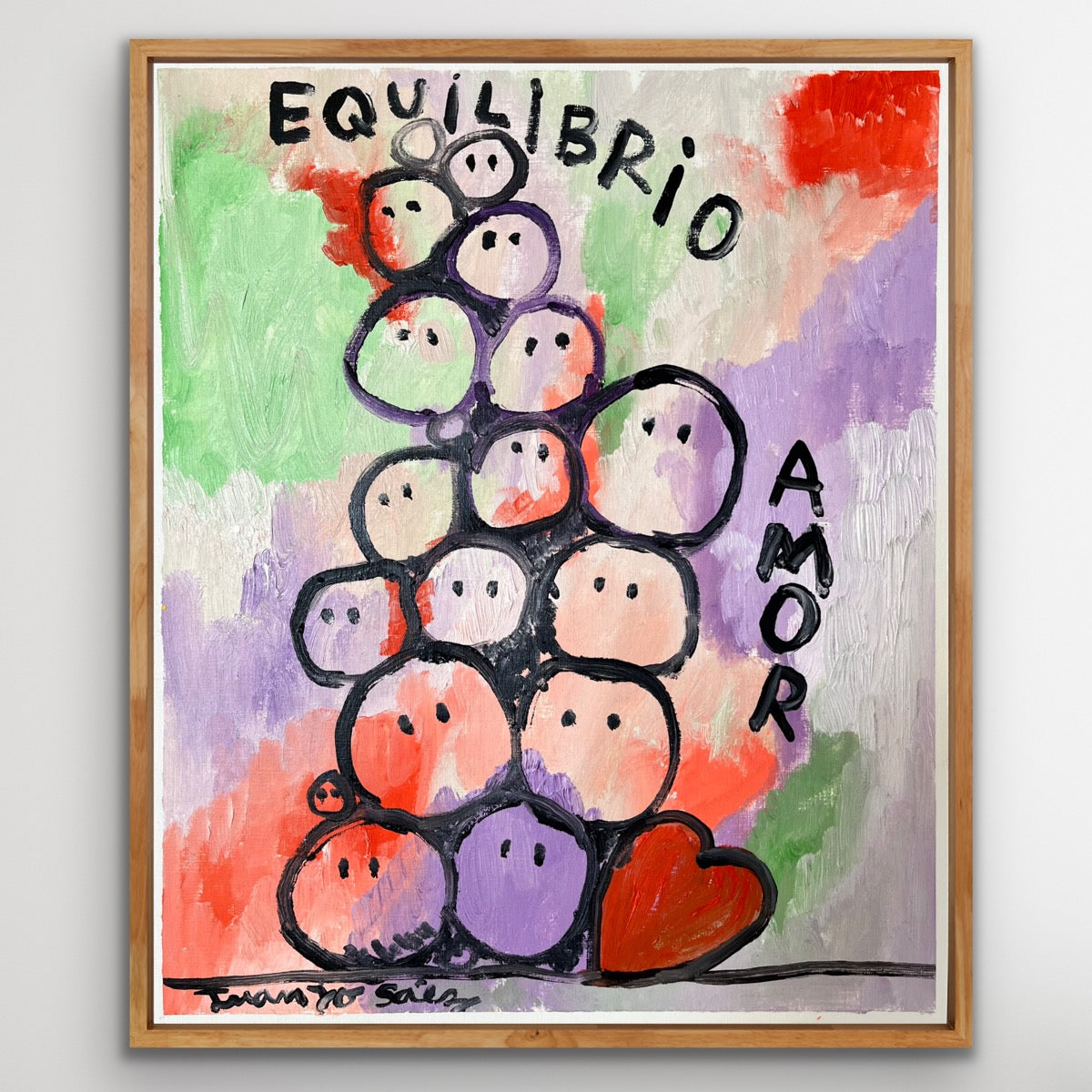Equilibrio y amor · Óleo sobre papel de lienzo · Juanjo Sáez