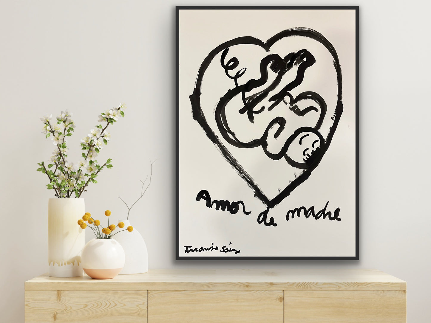 Amor de Madre · Tinta china sobre papel · Juanjo Sáez