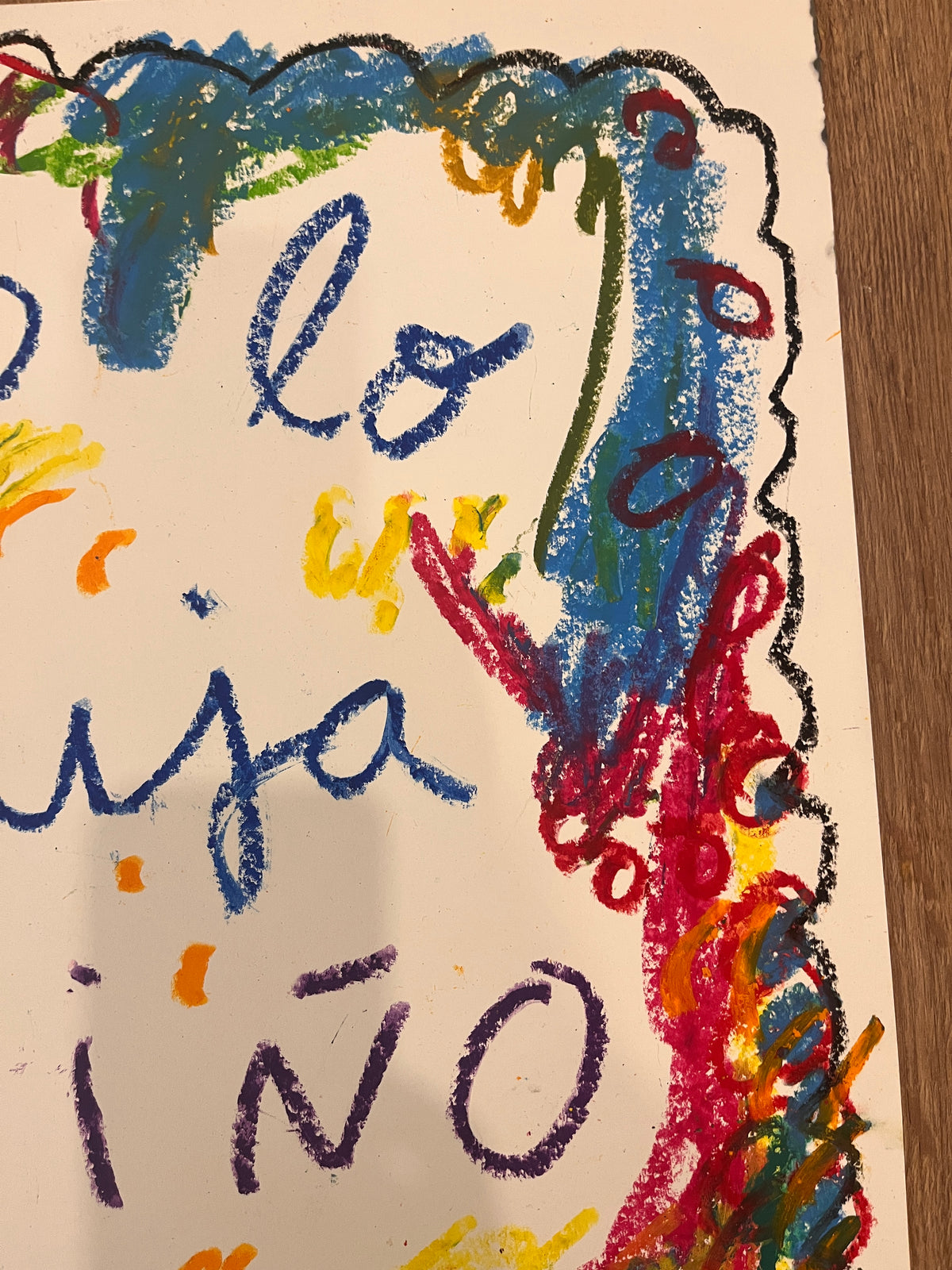 Esto lo dibuja un niño de 5 años, ceras grasas sobre papel Fabriano 70x50 cm, Juanjo Sáez. Foto 10