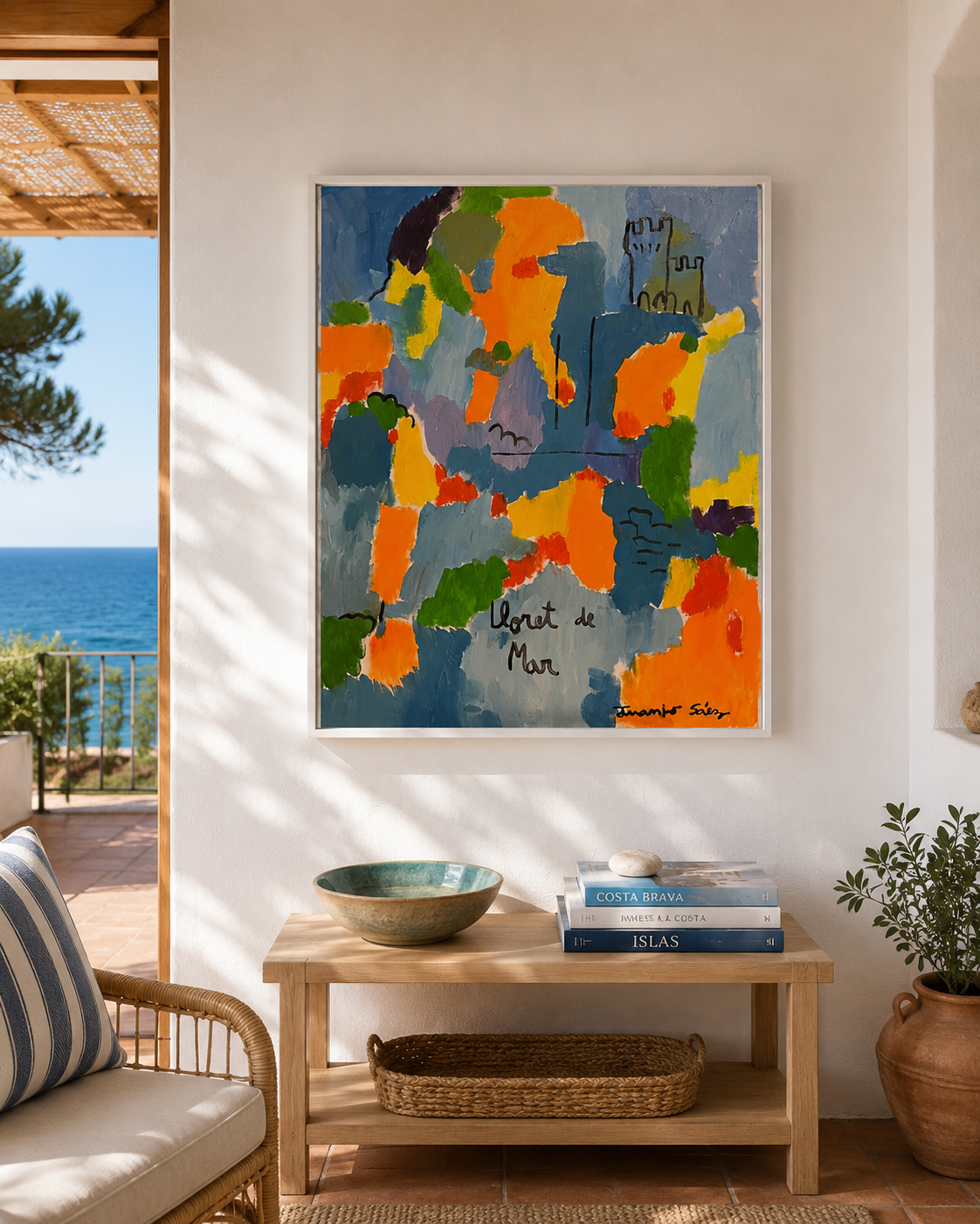 Sa Caleta, Lloret de Mar, óleo sobre tela, obra de Juanjo Sáez (vendida) – vista de conjunto