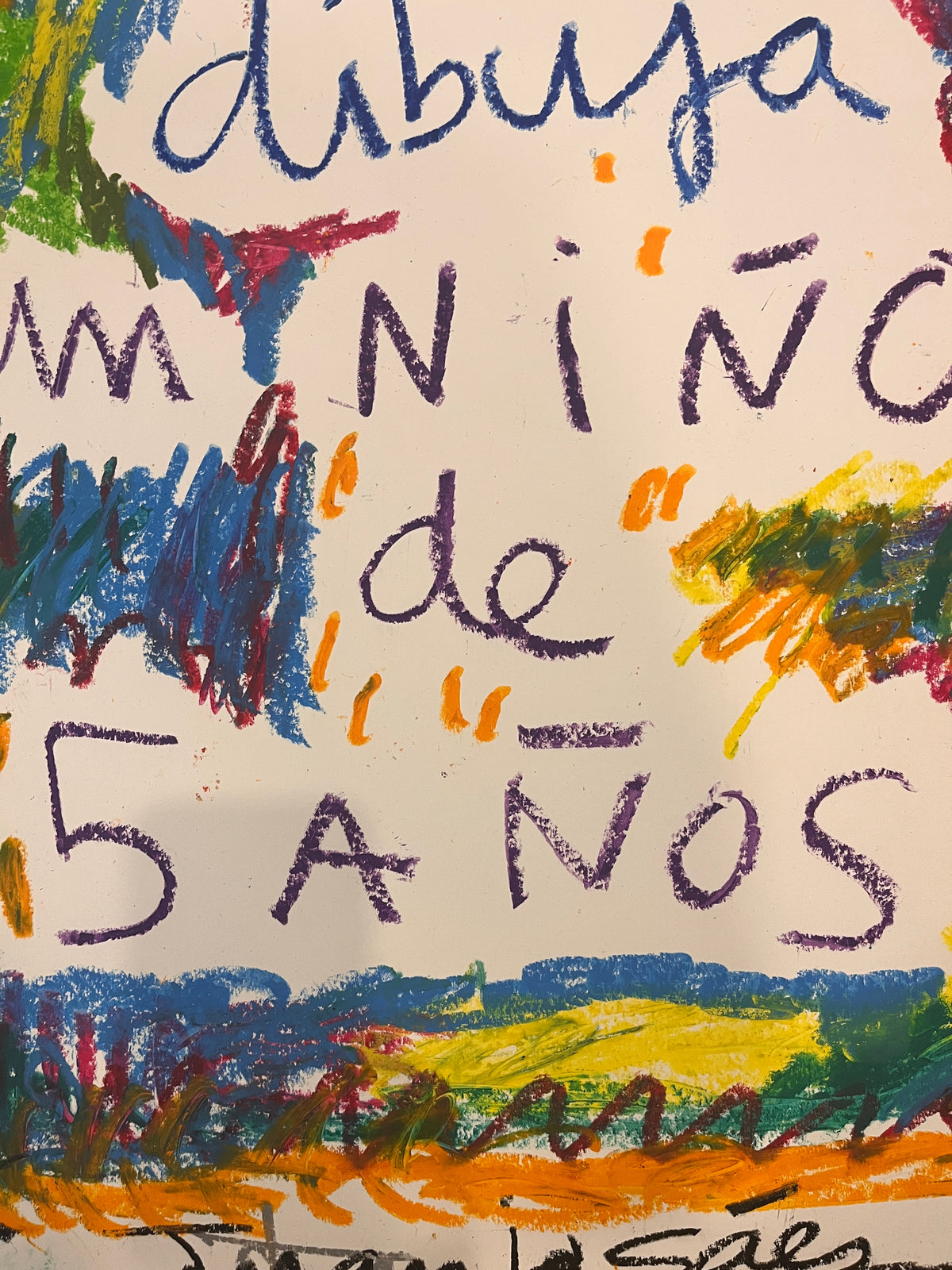 Esto lo dibuja un niño de 5 años, ceras grasas sobre papel Fabriano 70x50 cm, Juanjo Sáez. Foto 6