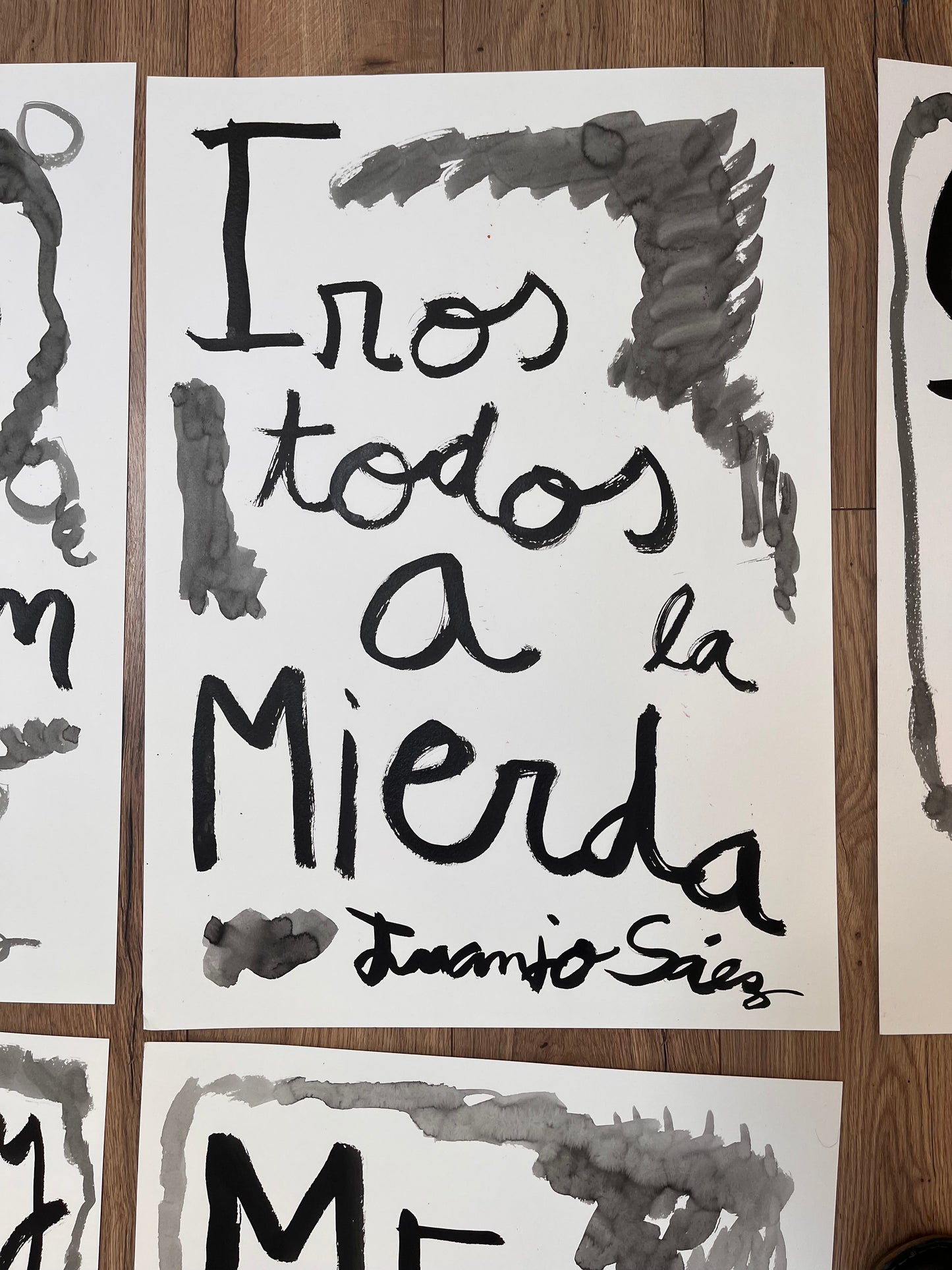 Iros todos a la mierda · Tinta china sobre papel Fabriano · Juanjo Sáez