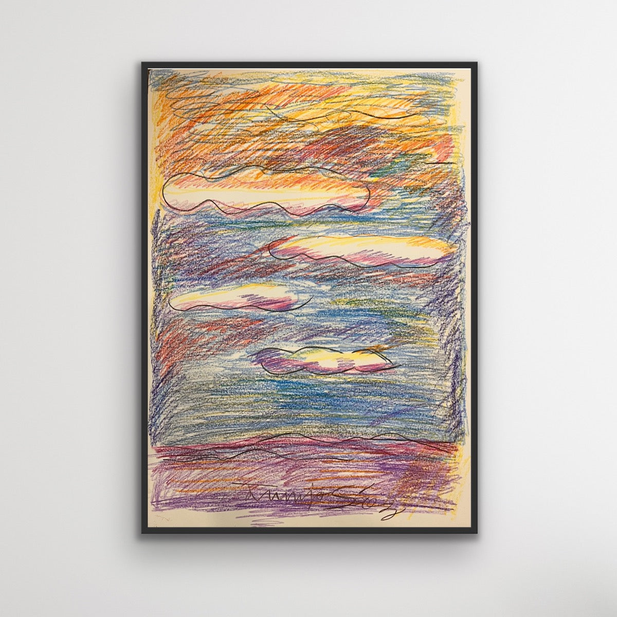 Nubes · Ceras sobre papel Fabriano · Juanjo Sáez