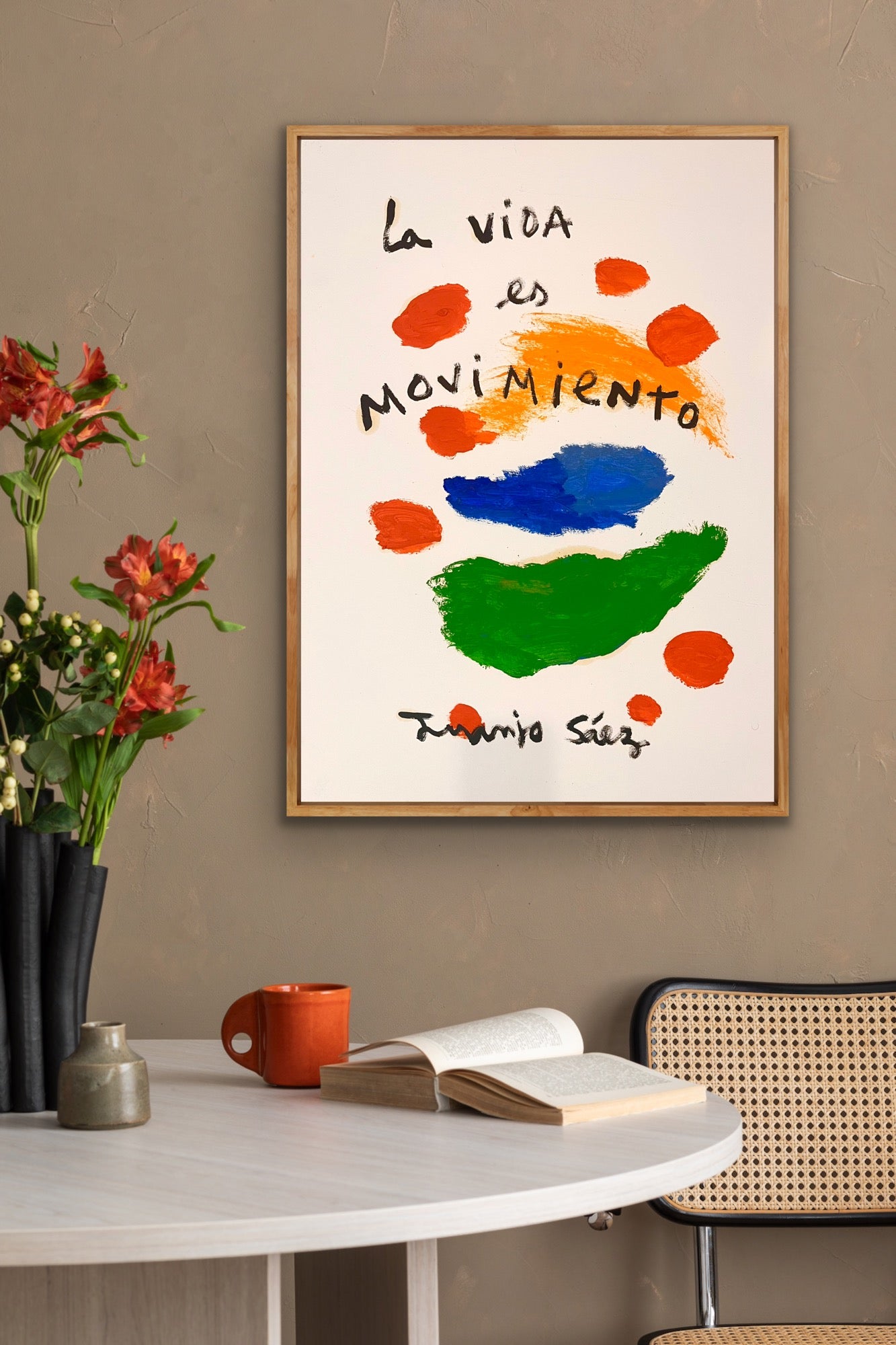 La Vida es Movimiento · Óleo sobre papel · Juanjo Sáez