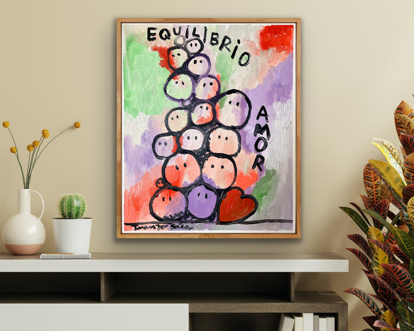 Equilibrio y amor · Óleo sobre papel de lienzo · Juanjo Sáez