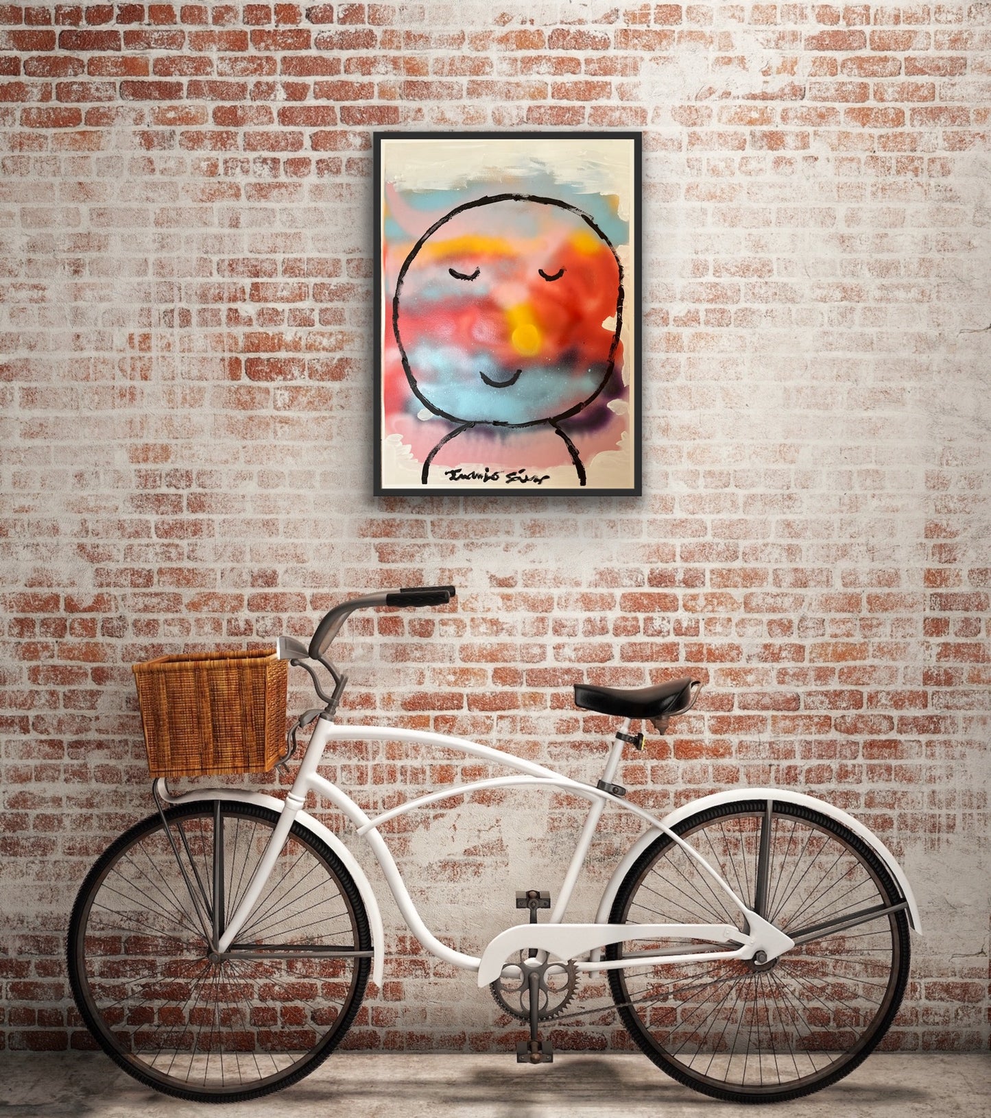 Planeta Feliz · Acrílico y aerosol sobre papel · Juanjo Sáez