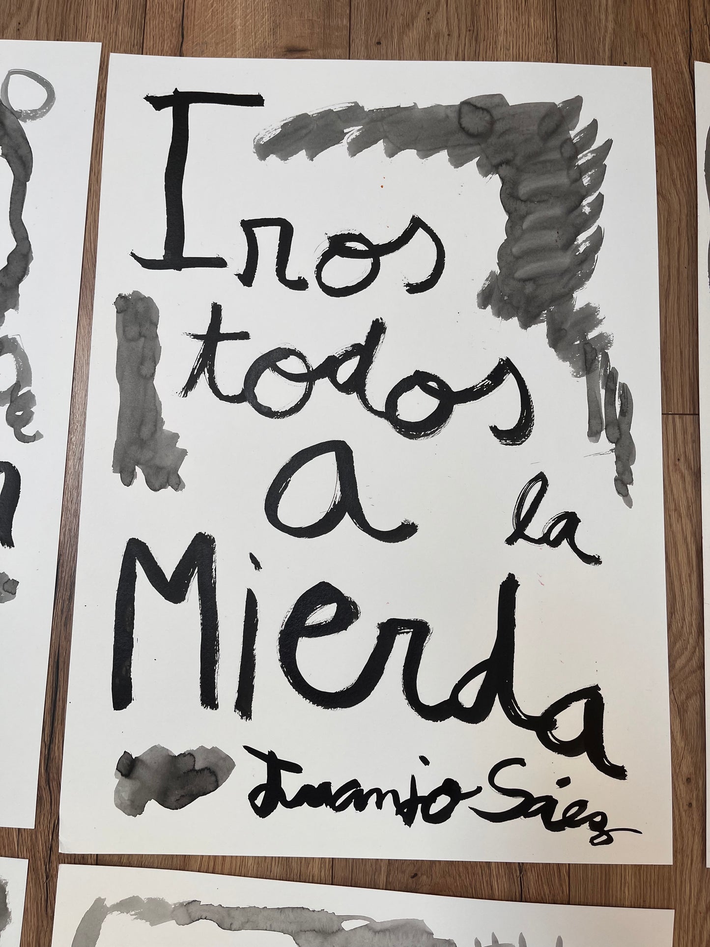 Iros todos a la mierda · Tinta china sobre papel Fabriano · Juanjo Sáez
