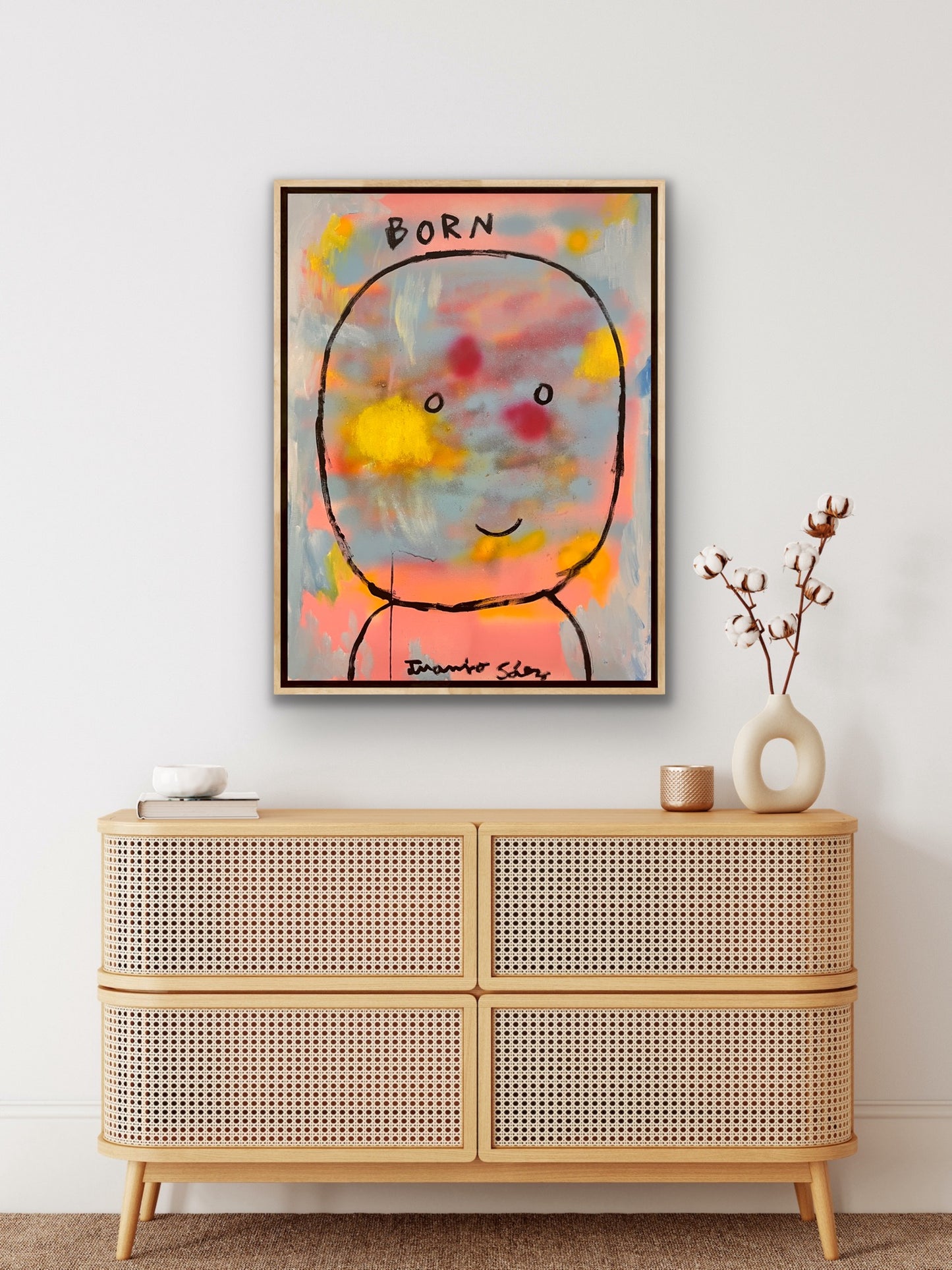 Born · Óleo y aerosol sobre bastidor · Juanjo Sáez