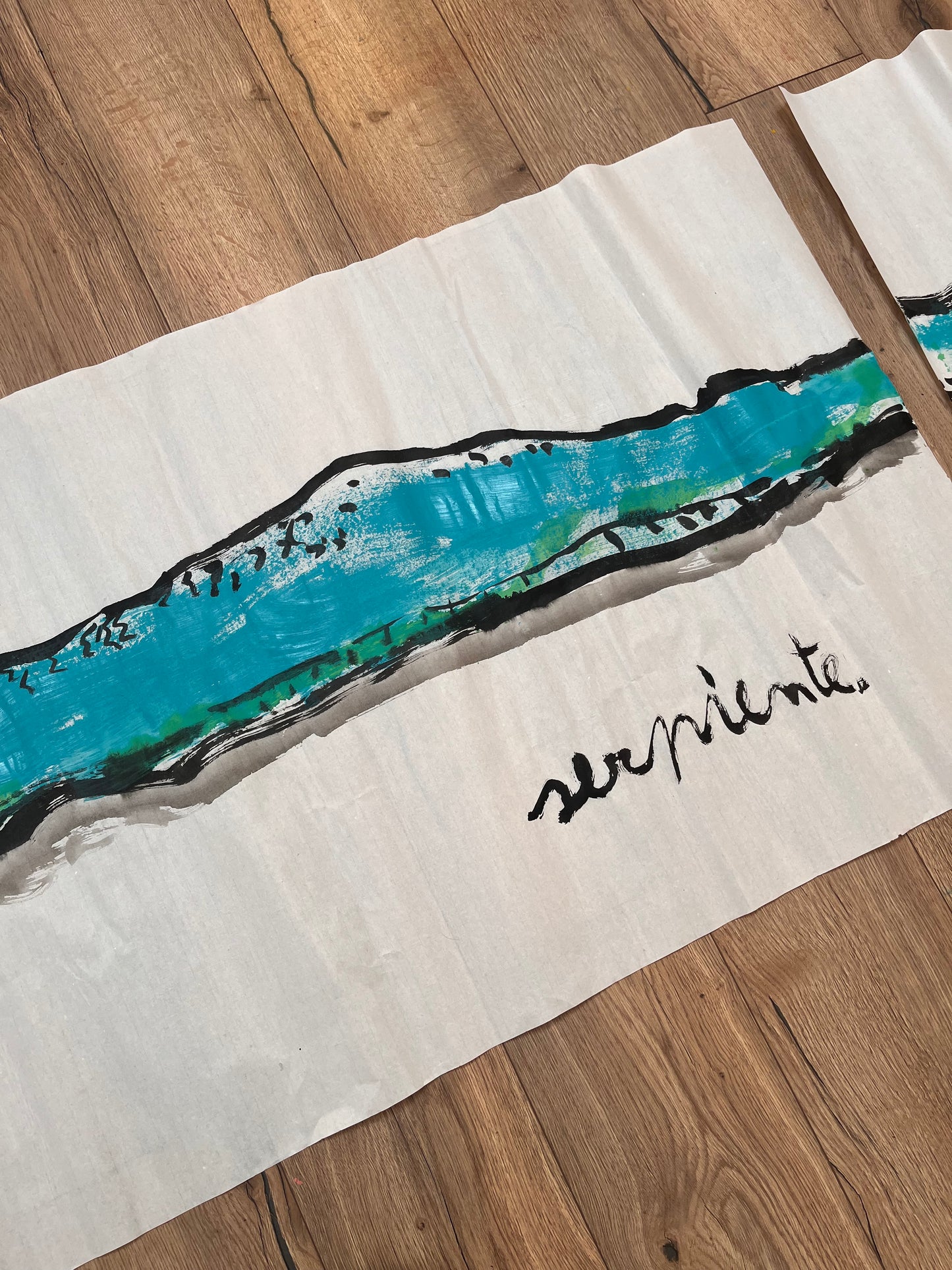 Serpiente río · Díptico · Tinta china y acrílico sobre papel Xuan · Juanjo Sáez