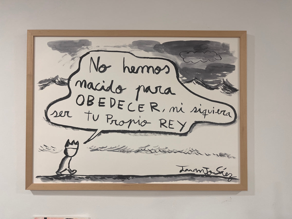 No hemos nacido para obedecer, tinta china sobre papel Fabriano, obra original de Juanjo Sáez – vista completa de la obra