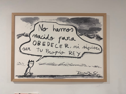 No hemos nacido para obedecer, tinta china sobre papel Fabriano, obra original de Juanjo Sáez – vista completa de la obra