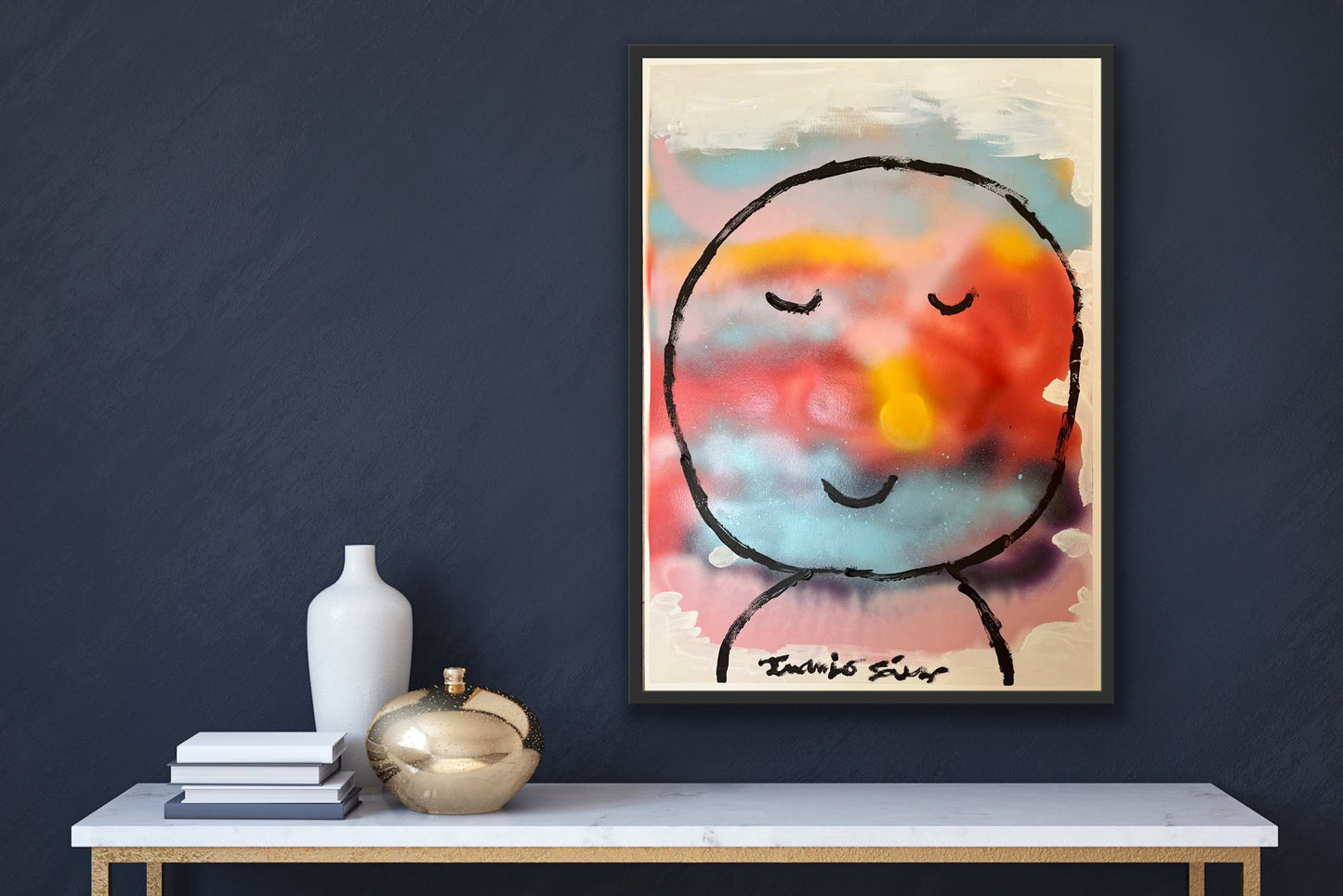Planeta Feliz · Acrílico y aerosol sobre papel · Juanjo Sáez