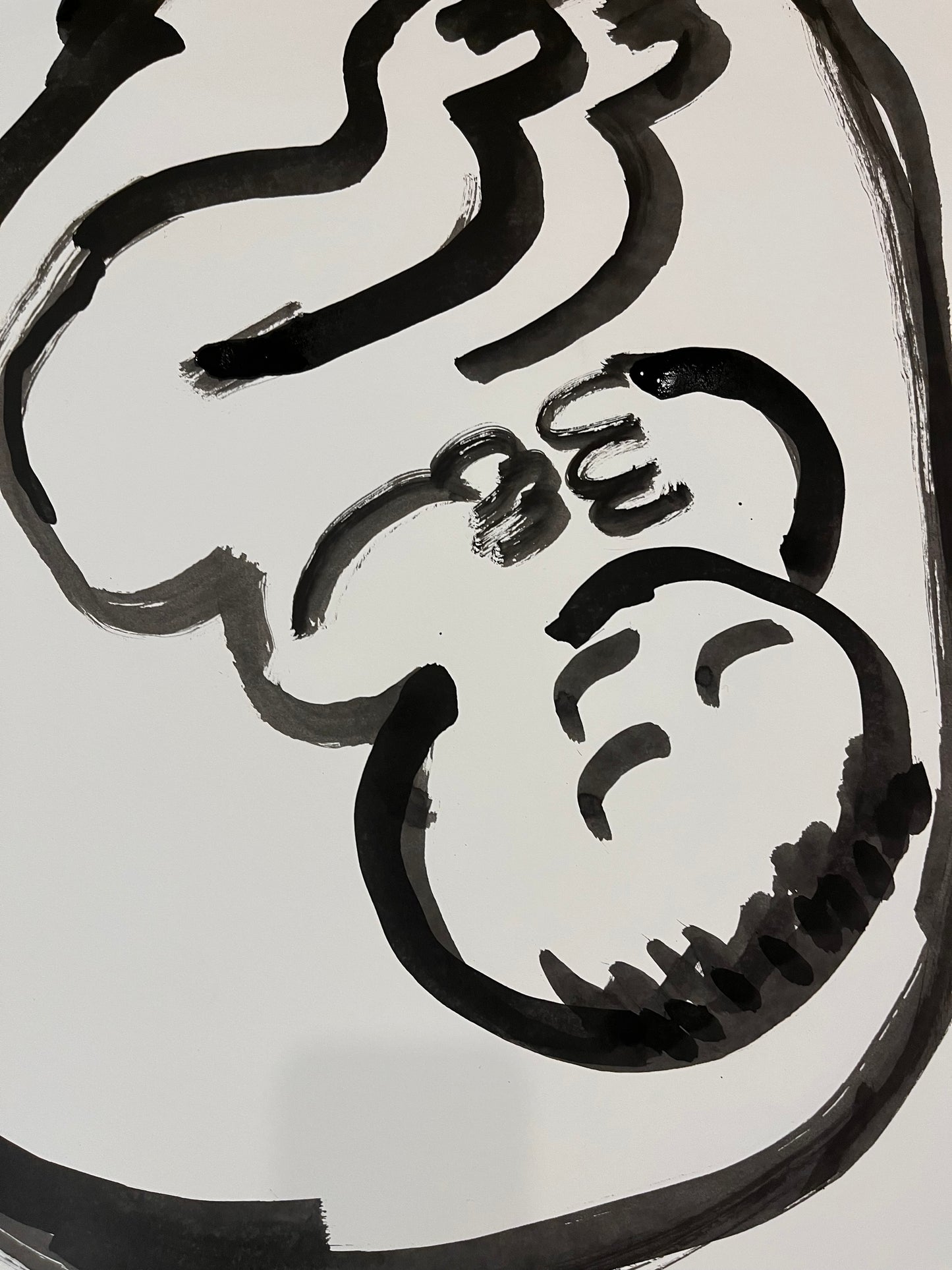 El bebé va a nacer ya · Tinta china sobre papel · Juanjo Sáez