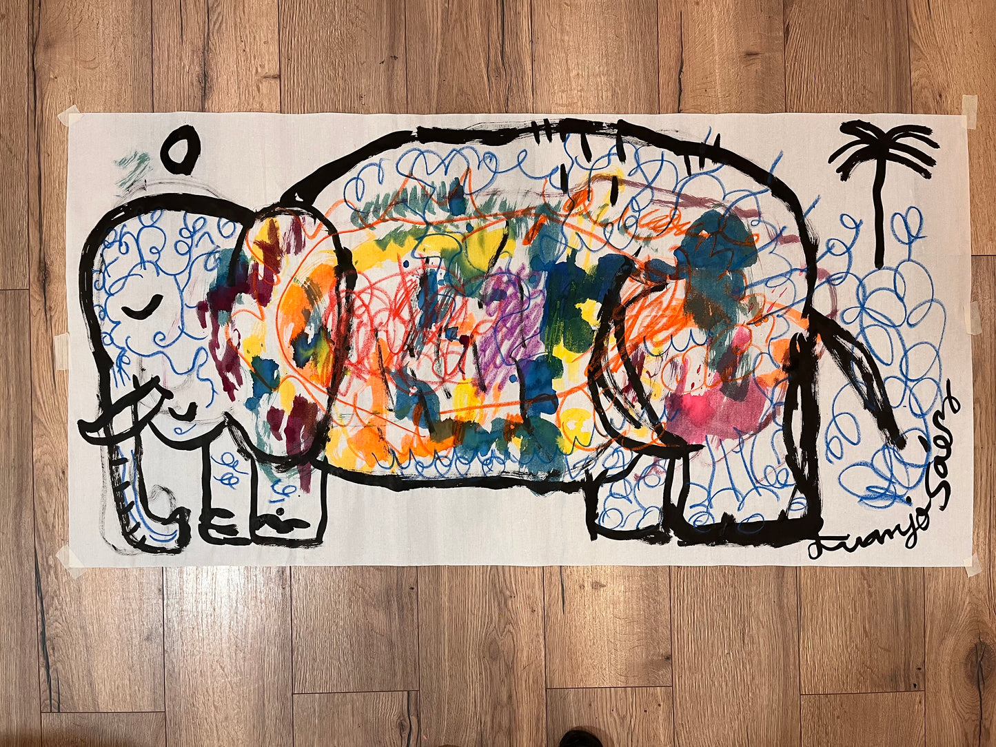 La familia · Ceras, anilinas y tinta china sobre papel Xuan · Juanjo Sáez