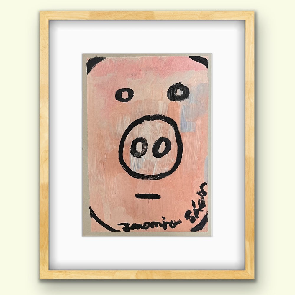 Cerdo · Mini óleo sobre papel de lienzo · Juanjo Sáez
