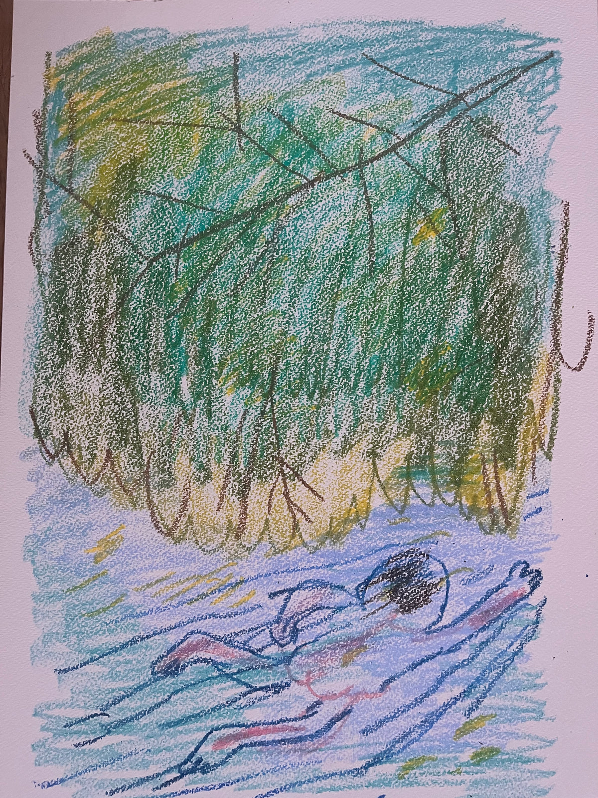 Nadando en el lago, obra original de Juanjo Sáez – vista de conjunto