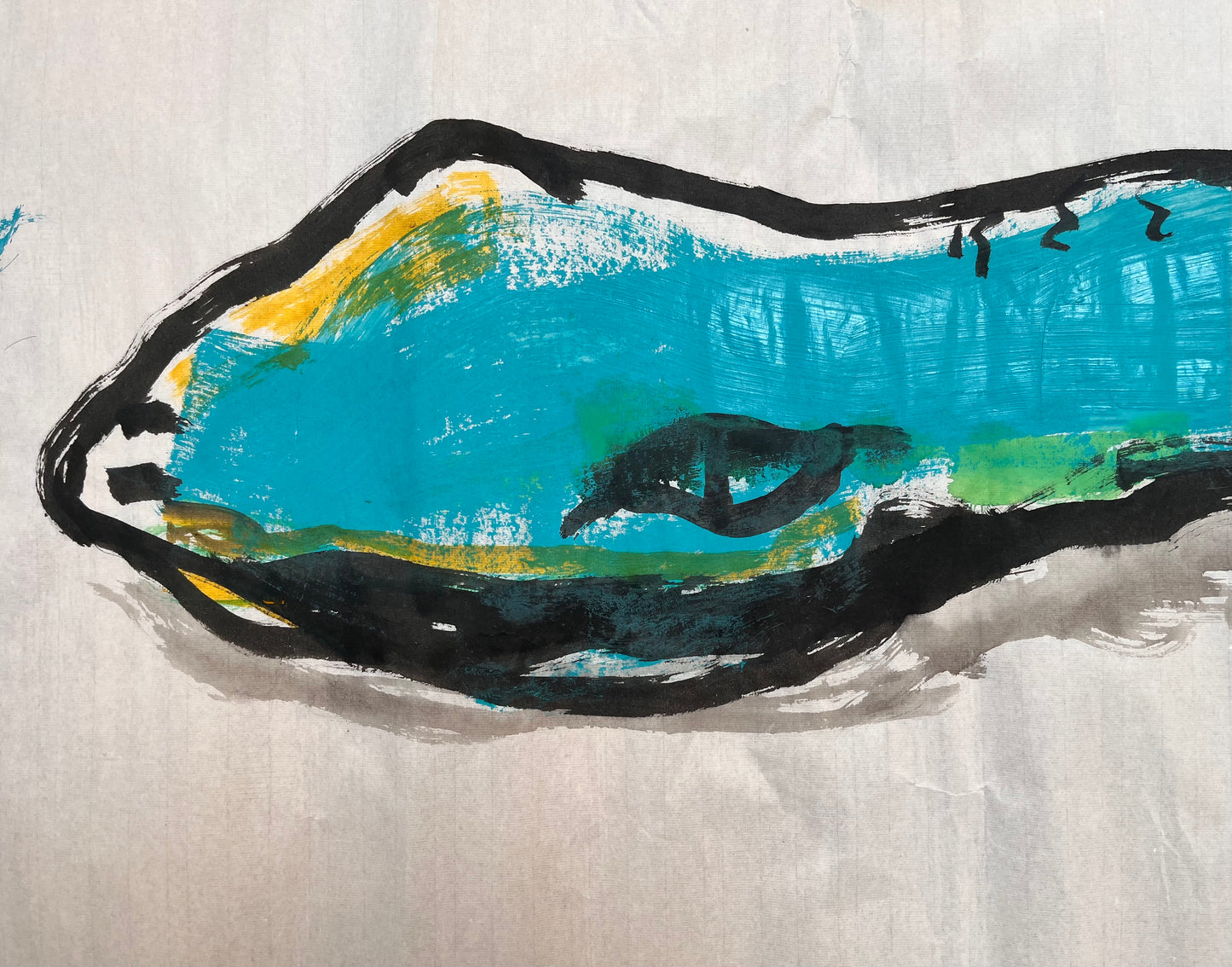 Serpiente río · Díptico · Tinta china y acrílico sobre papel Xuan · Juanjo Sáez