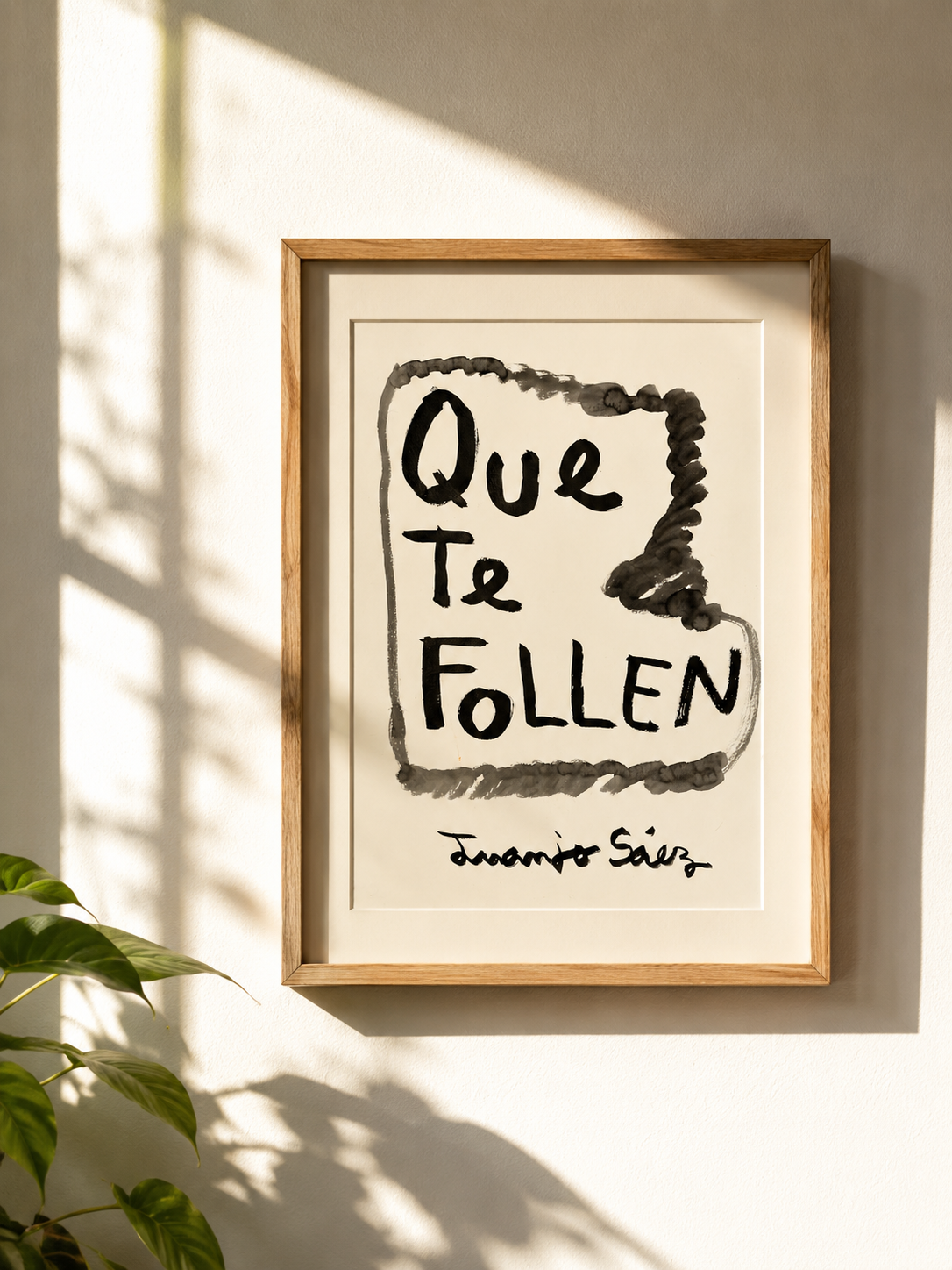 Que te follen · Tinta china sobre papel Fabriano · Juanjo Sáez
