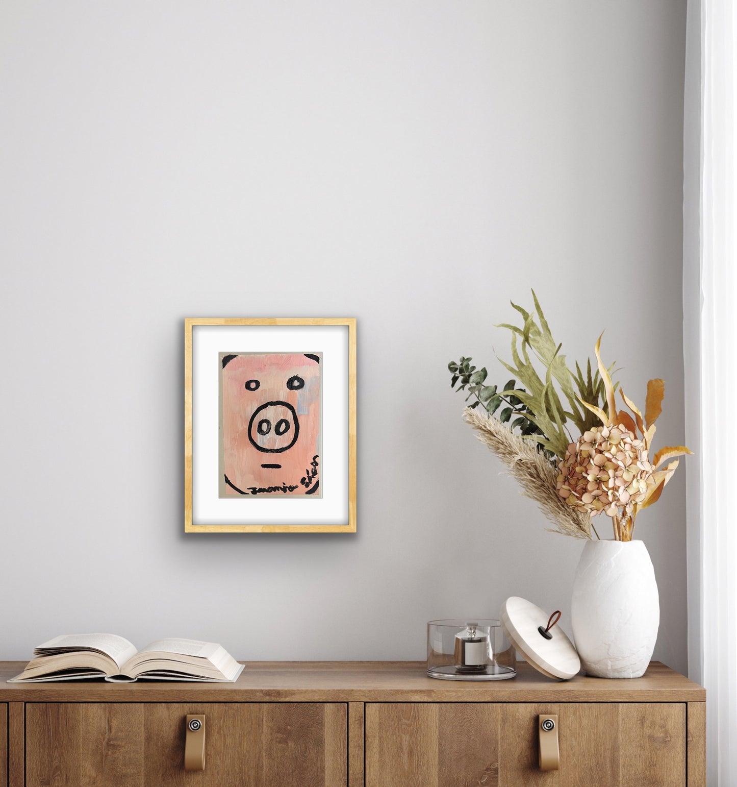 Cerdo · Mini óleo sobre papel de lienzo · Juanjo Sáez