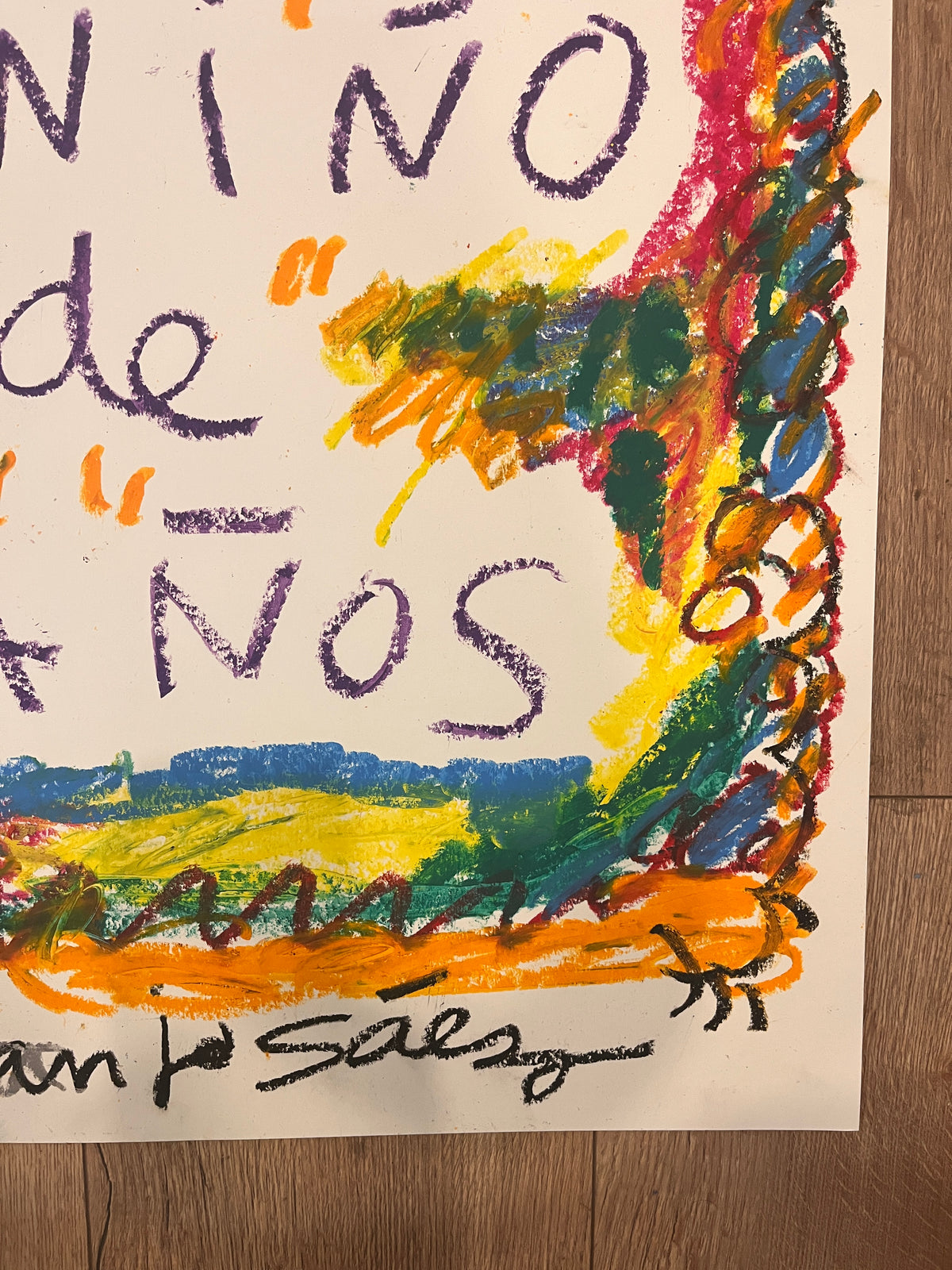 Esto lo dibuja un niño de 5 años, ceras grasas sobre papel Fabriano 70x50 cm, Juanjo Sáez. Foto 9