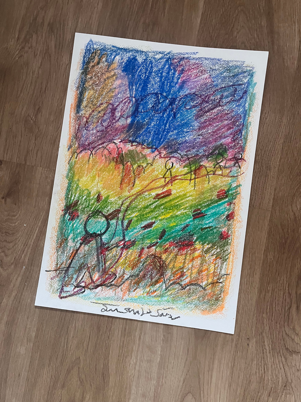 Un nuevo camino, ceras sobre papel, obra original de Juanjo Sáez – vista lateral