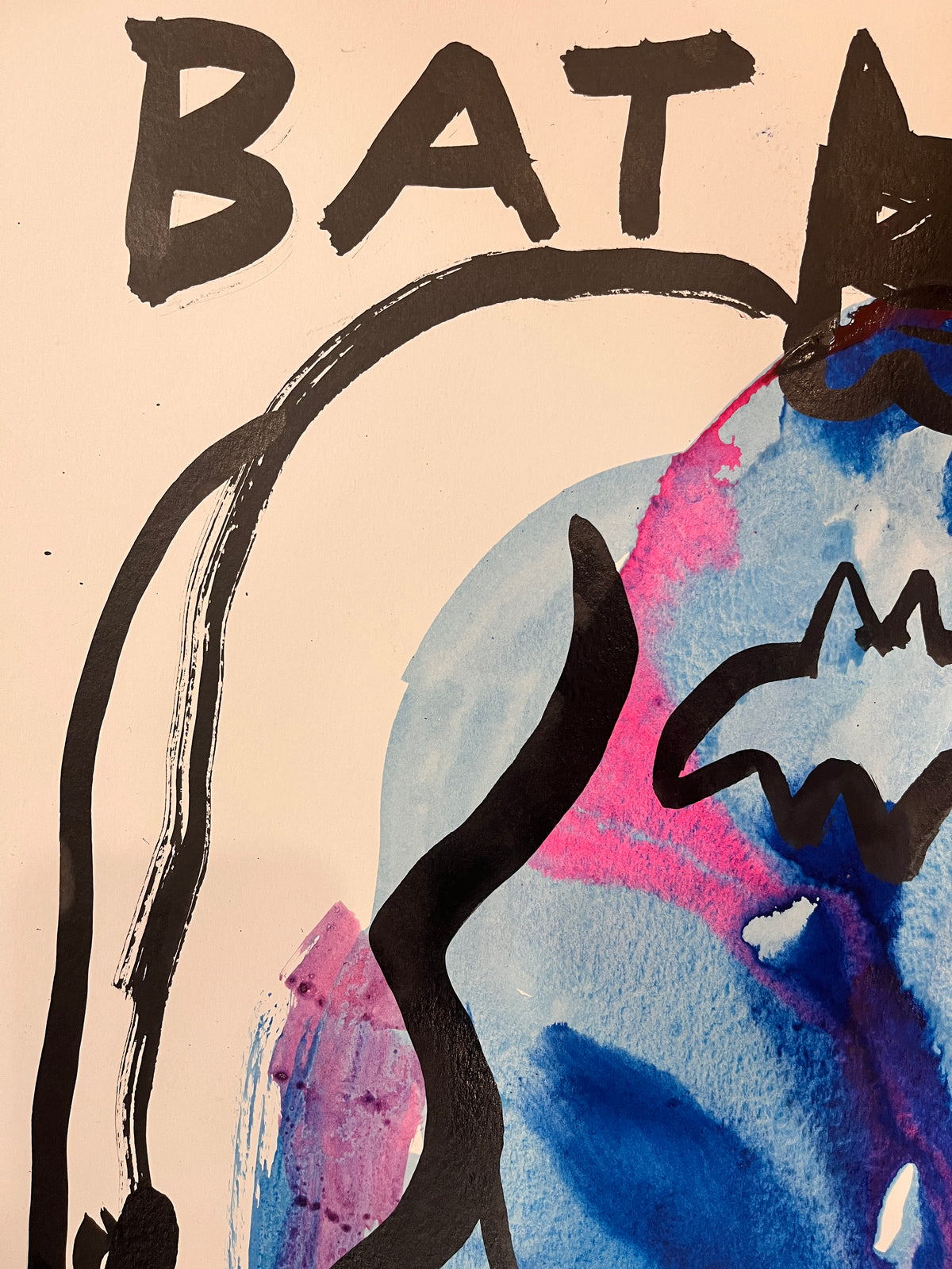 Batman expresionista · Anilinas y tinta sobre papel · Juanjo Sáez