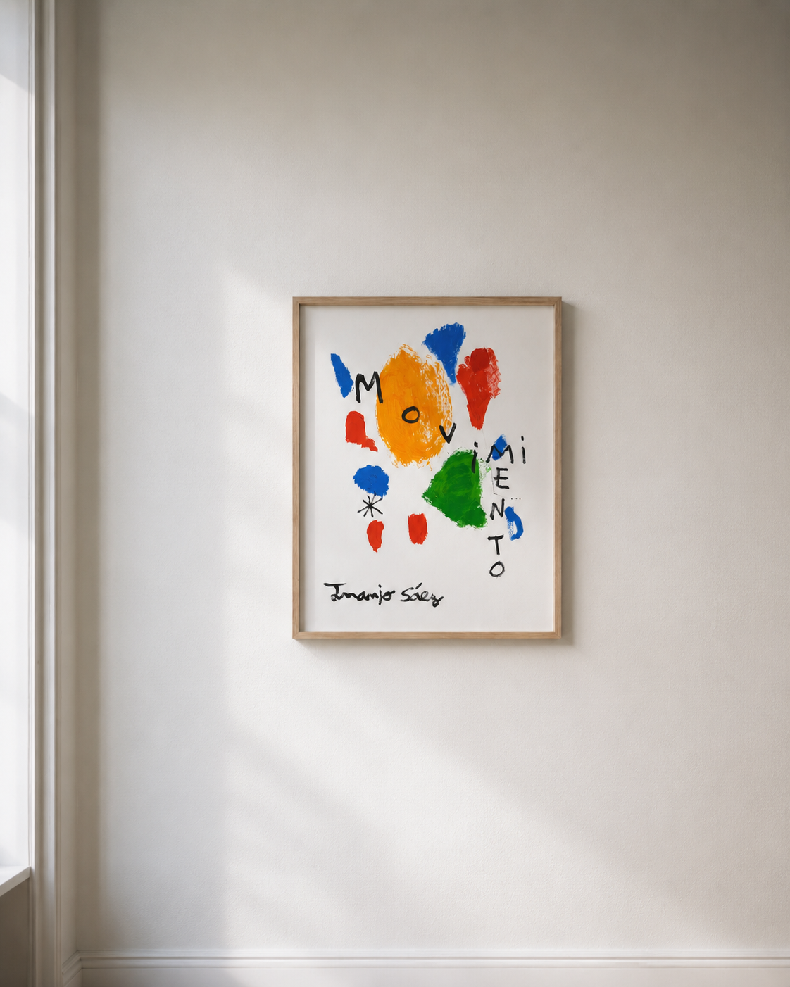 Movimiento, óleo sobre papel Fabriano, obra original de Juanjo Sáez – vista en contexto