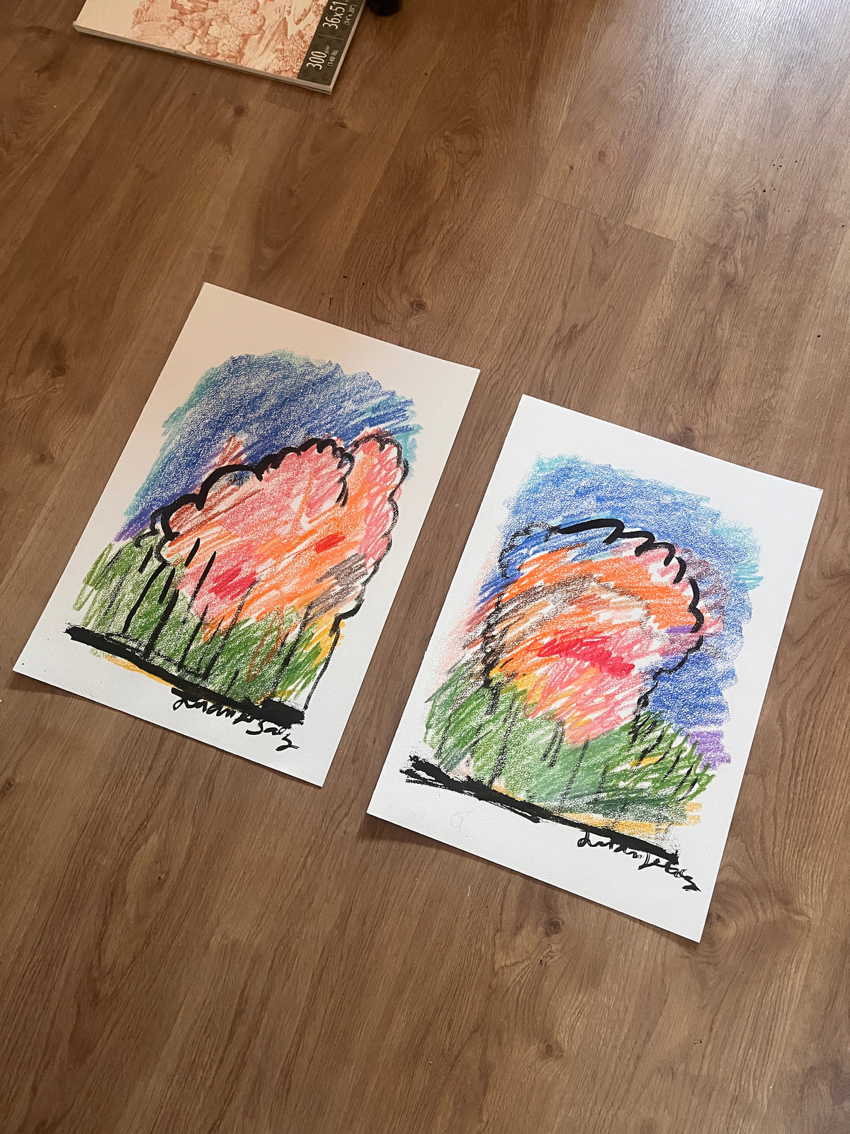 El bosque, díptico en ceras y tinta china sobre papel, obra original de Juanjo Sáez – vista de conjunto