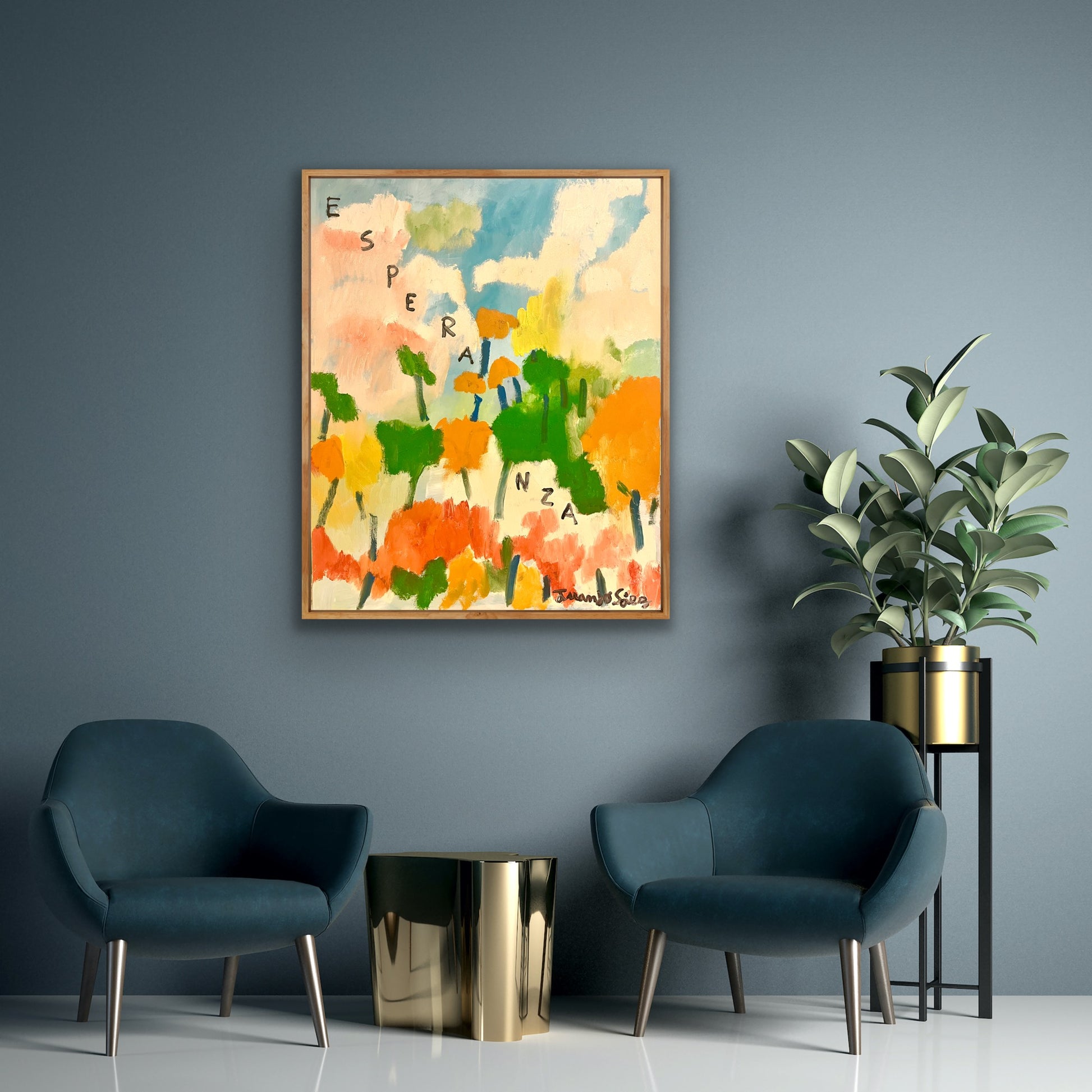 Esperanza de Juanjo Sáez – vista lateral del lienzo, óleo sobre tela 100x81cm