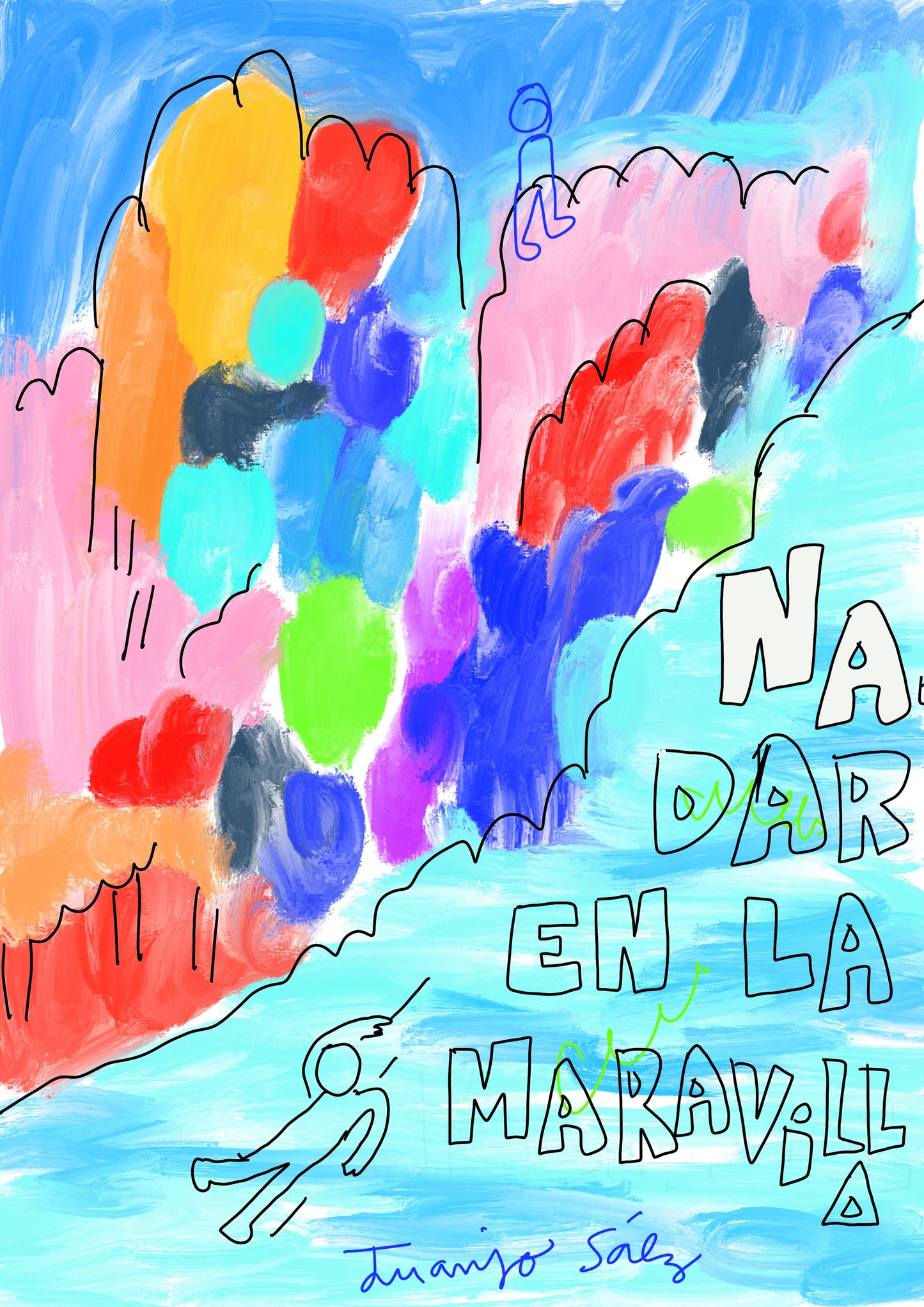 Nadar en la maravilla · Obra digital imprimible · Juanjo Sáez