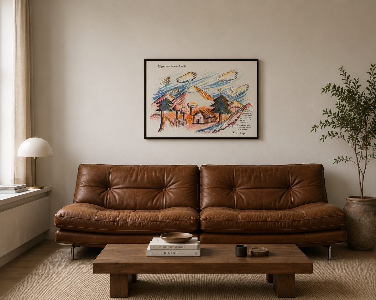 Pintura para decorar en el salón, rotuladores sobre papel, obra original de Juanjo Sáez – detalle de textura