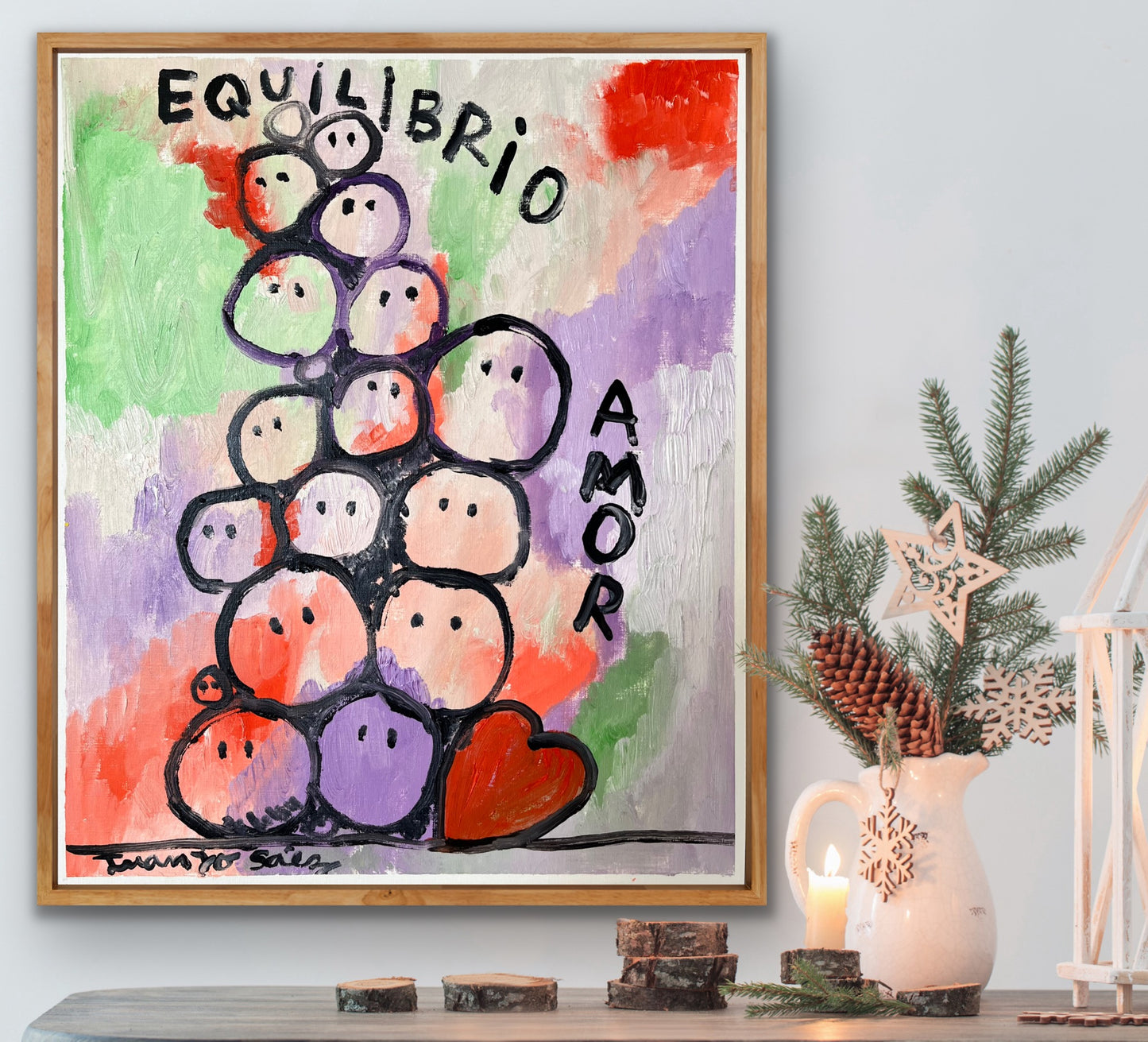 Equilibrio y amor · Óleo sobre papel de lienzo · Juanjo Sáez