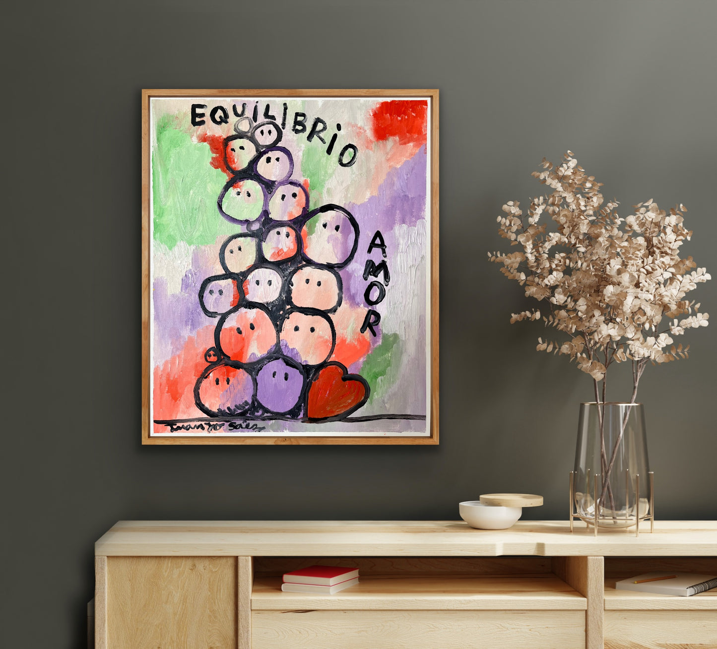 Equilibrio y amor · Óleo sobre papel de lienzo · Juanjo Sáez