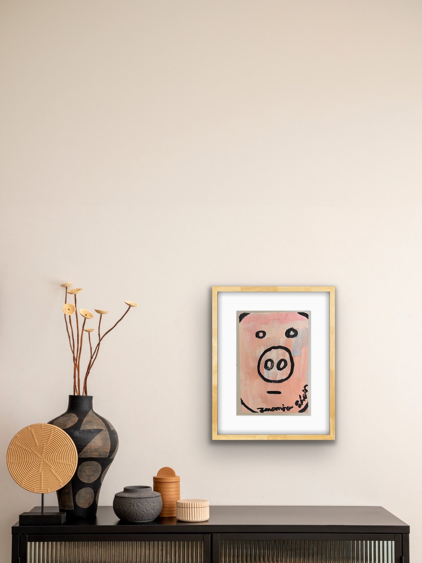 Cerdo · Mini óleo sobre papel de lienzo · Juanjo Sáez