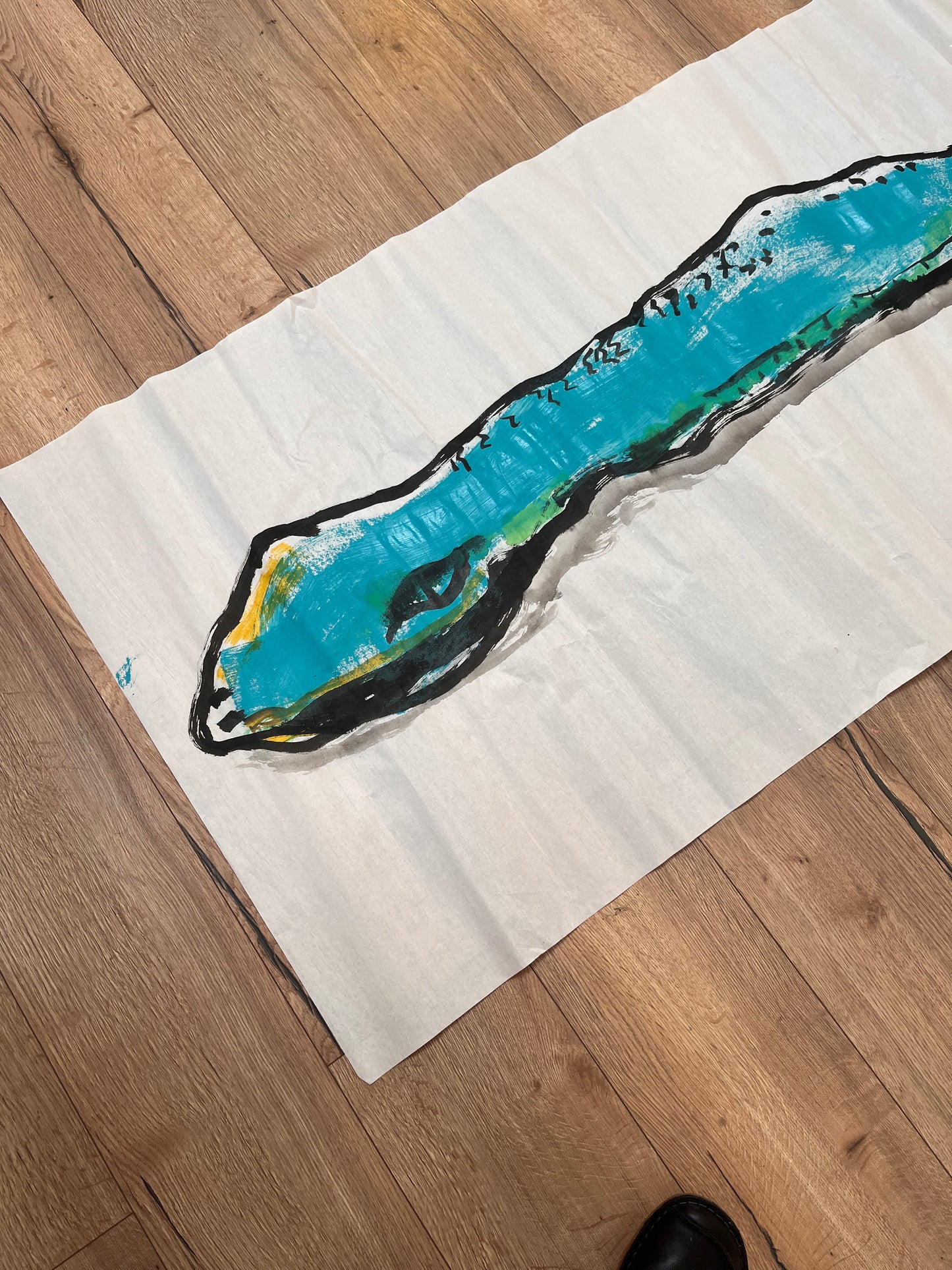 Serpiente río · Díptico · Tinta china y acrílico sobre papel Xuan · Juanjo Sáez