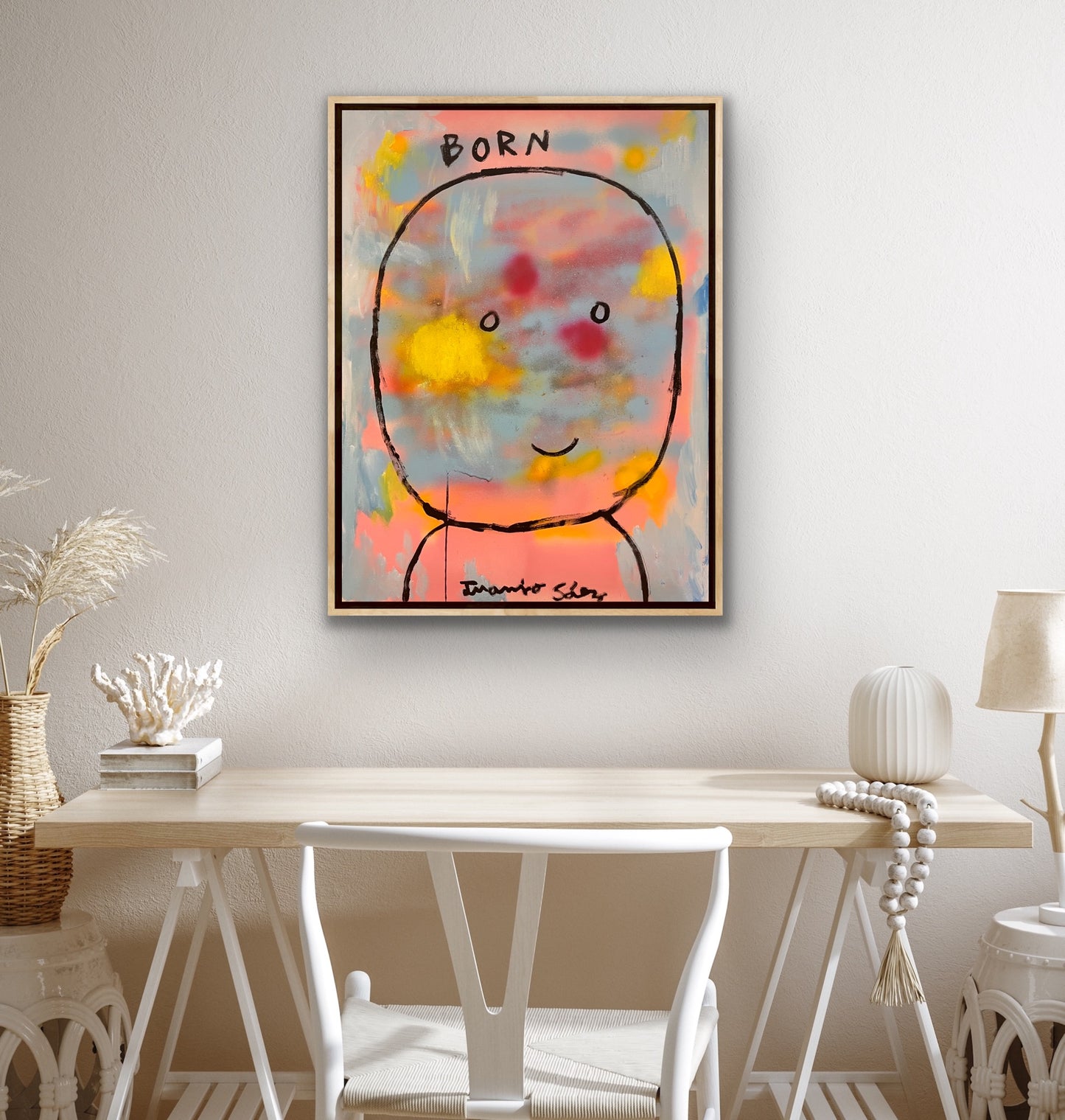 Born · Óleo y aerosol sobre bastidor · Juanjo Sáez