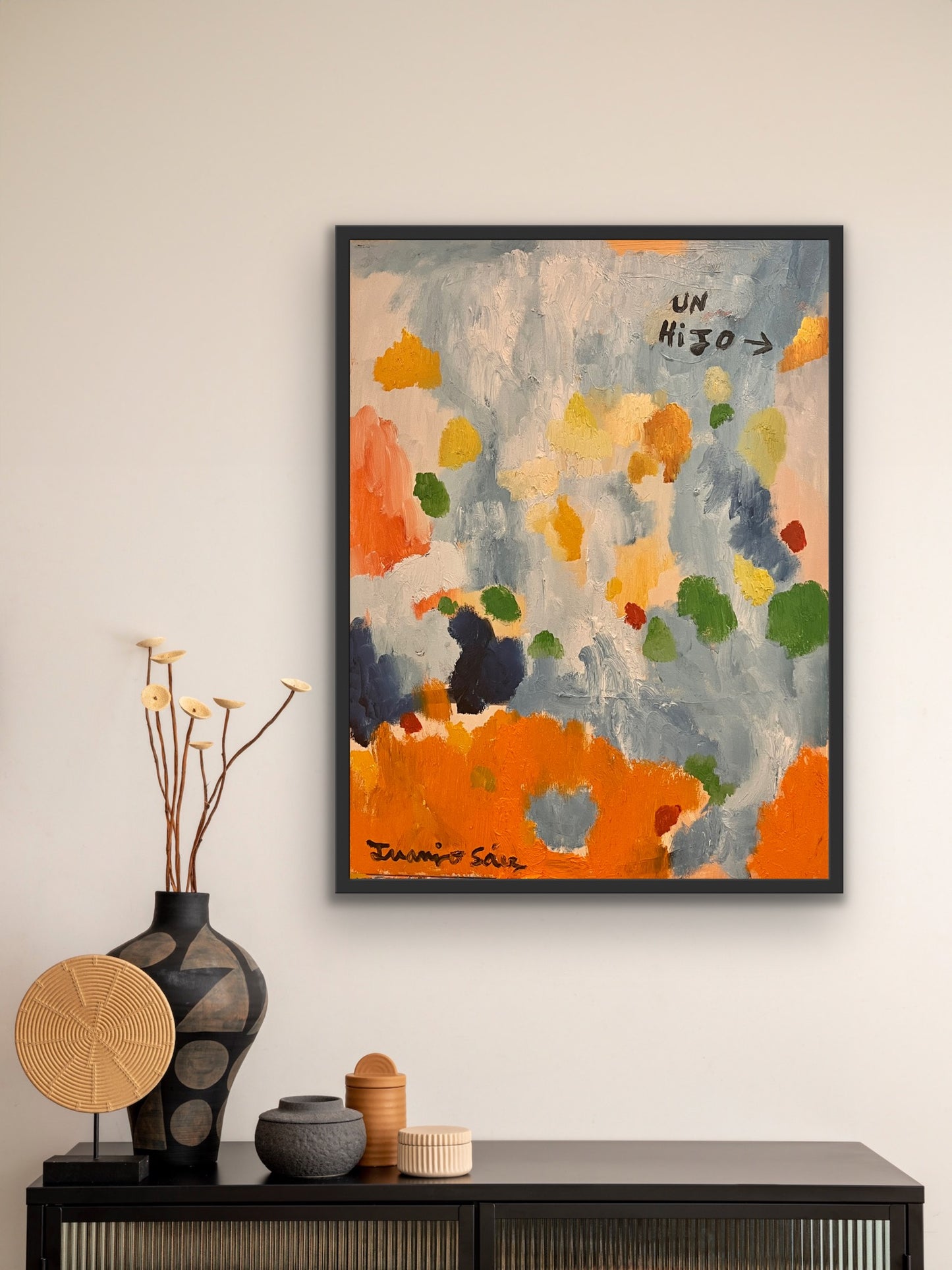 Un Hijo – pintura original de Juanjo Sáez, vista lateral del bastidor grueso