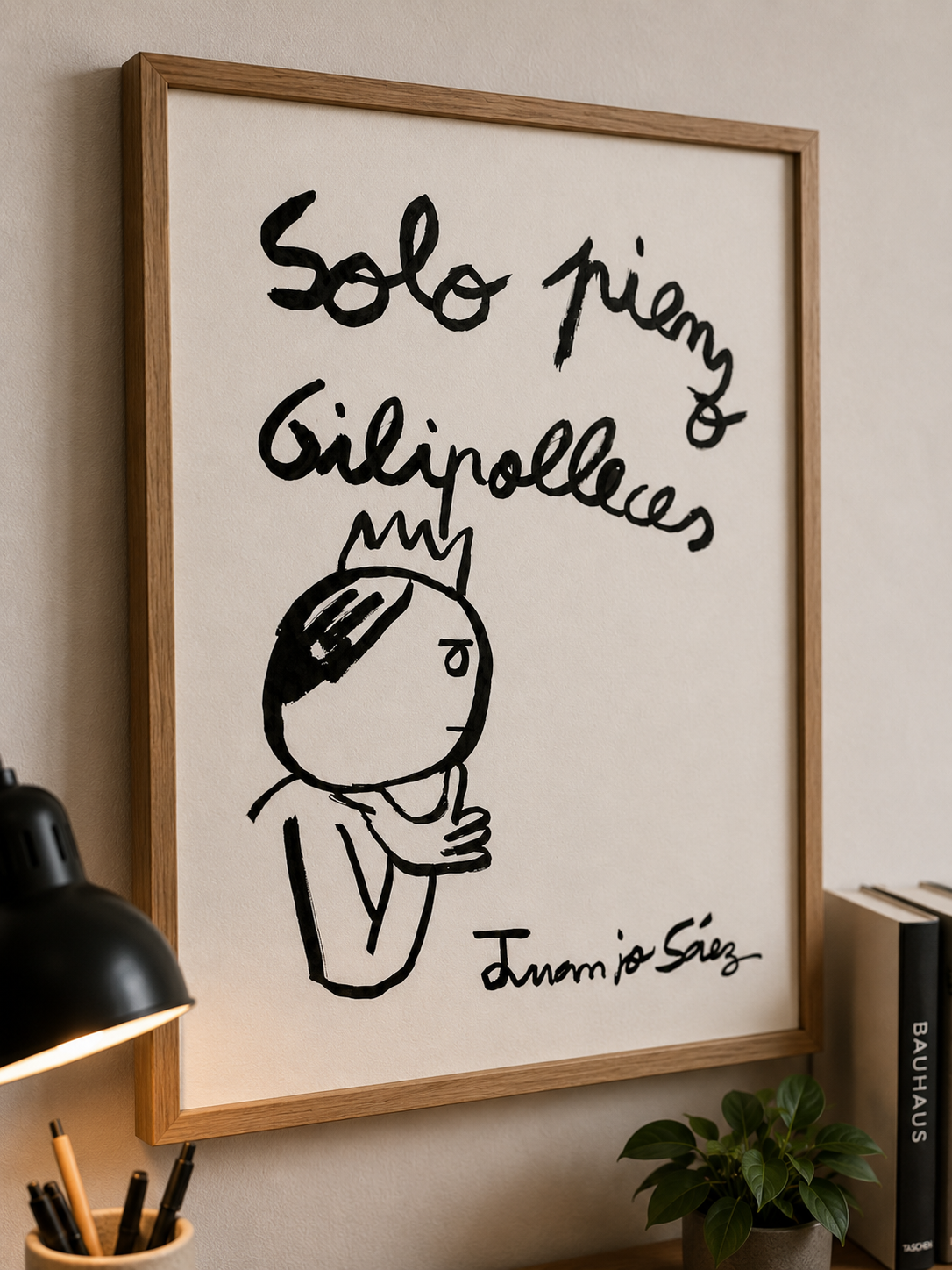 Solo pienso gilipolleces, tinta china sobre papel Fabriano, obra original de Juanjo Sáez – detalle de textura