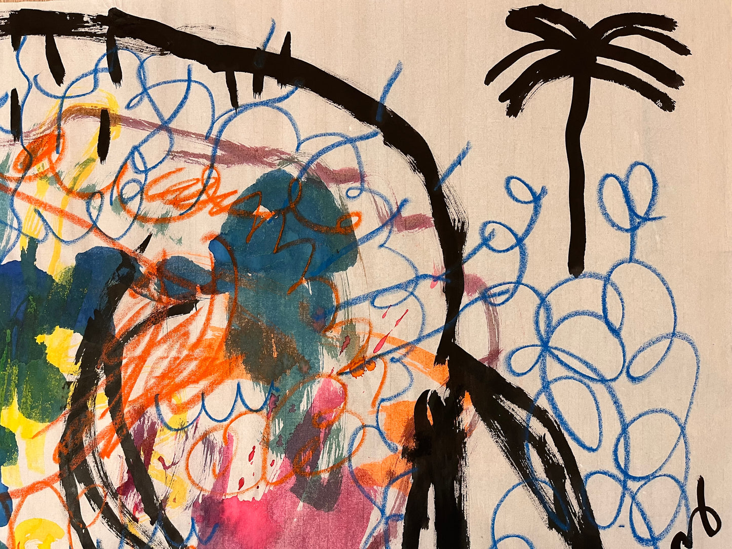 La familia · Ceras, anilinas y tinta china sobre papel Xuan · Juanjo Sáez