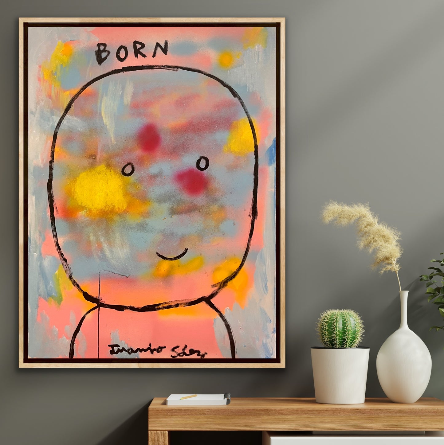 Born · Óleo y aerosol sobre bastidor · Juanjo Sáez