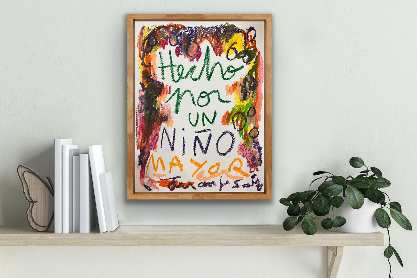 Hecho por un niño mayor · Ceras sobre papel de acuarela · Juanjo Sáez