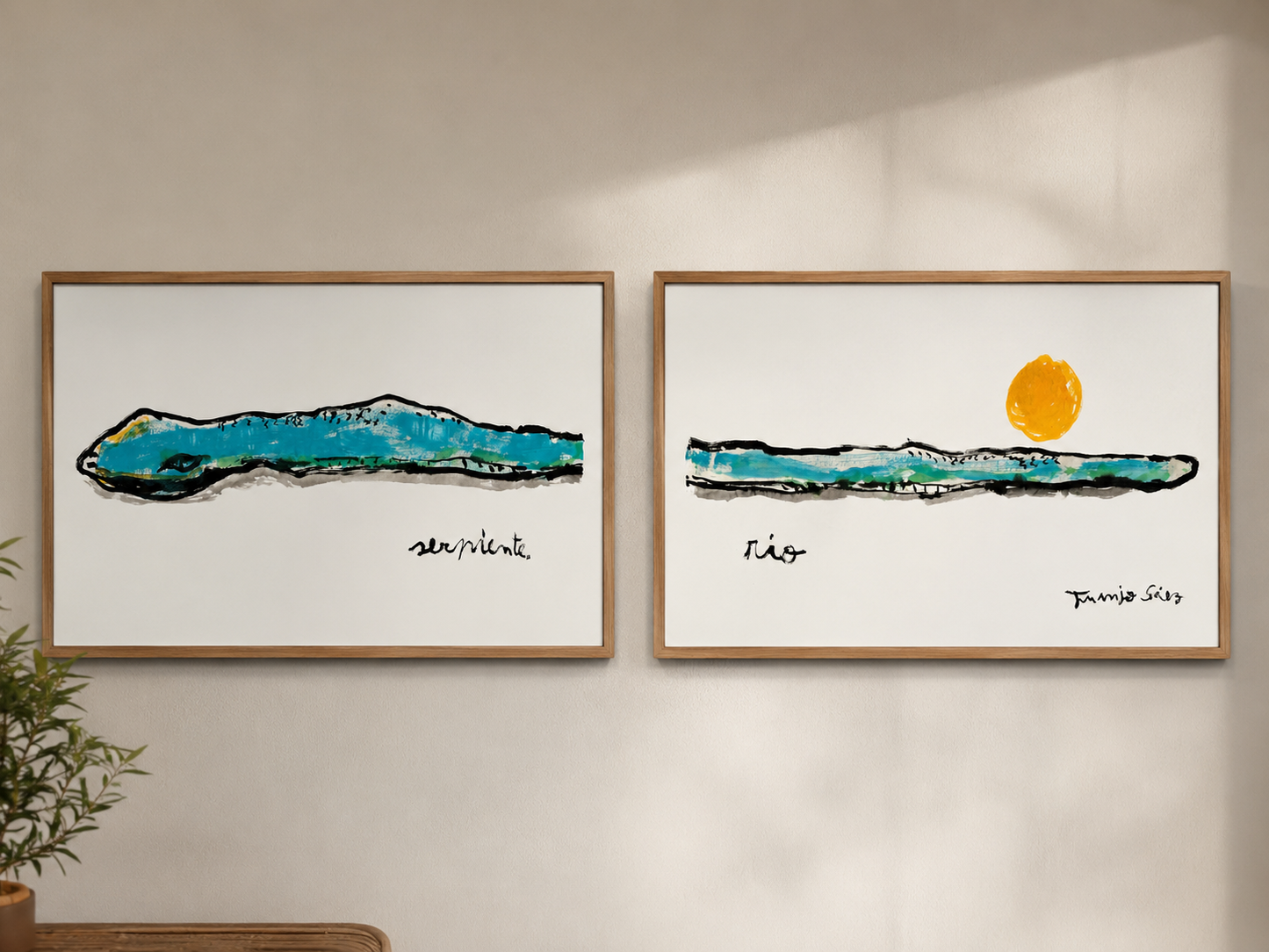 Serpiente río · Díptico · Tinta china y acrílico sobre papel Xuan · Juanjo Sáez