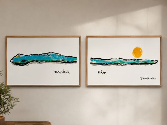 Serpiente río · Díptico · Tinta china y acrílico sobre papel Xuan · Juanjo Sáez