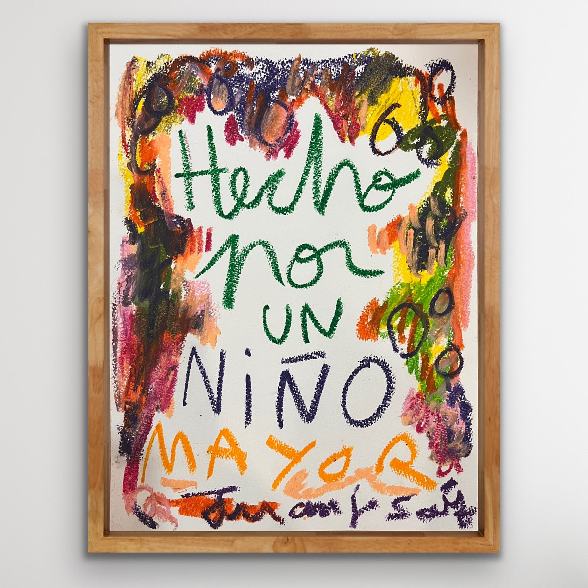 Hecho por un niño mayor · Ceras sobre papel de acuarela · Juanjo Sáez