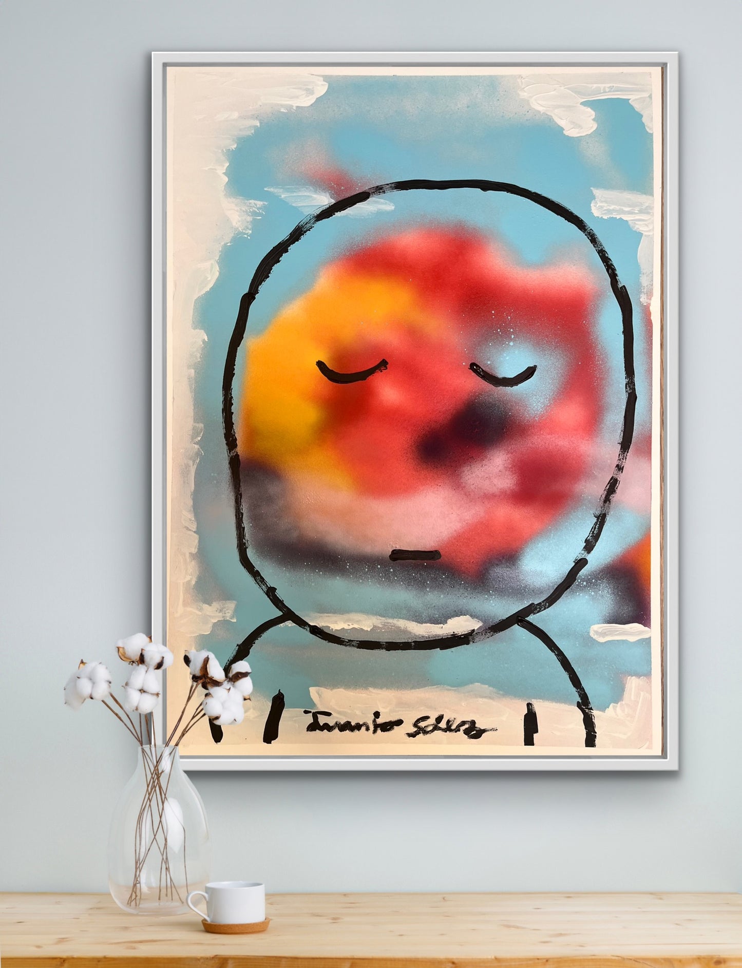 Planeta melancólico · Acrílico y aerosol sobre papel · Juanjo Sáez