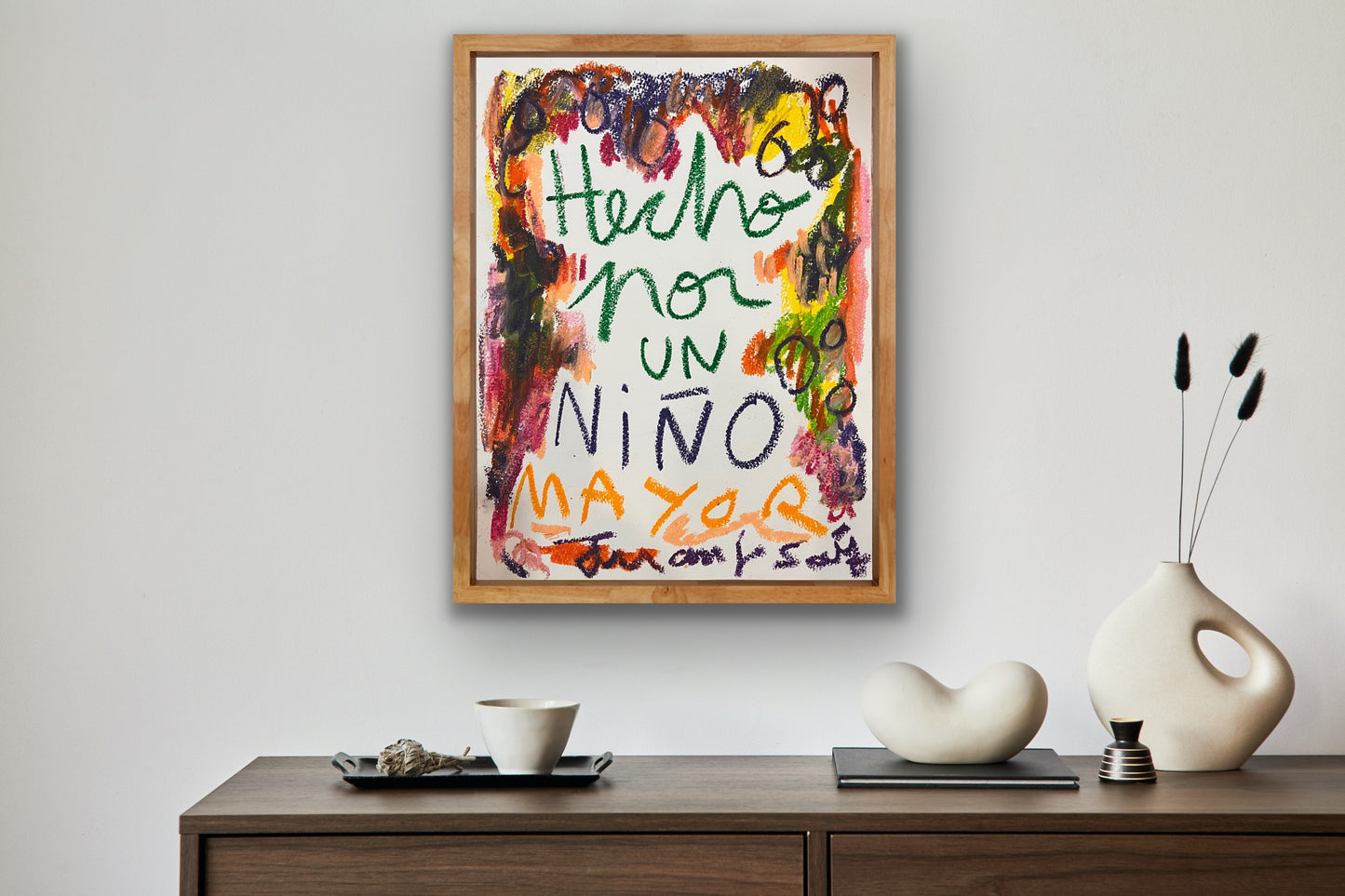 Hecho por un niño mayor · Ceras sobre papel de acuarela · Juanjo Sáez