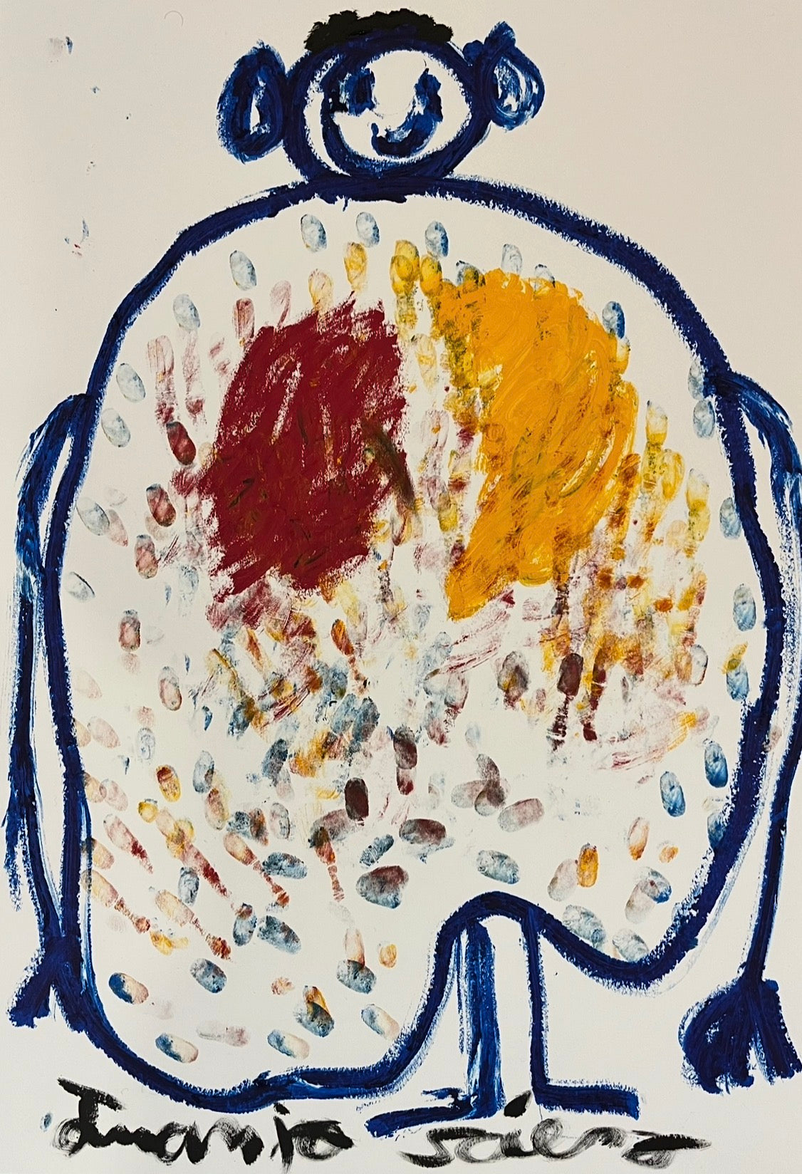 Prehistoria · Óleo sobre papel pintado con las manos · Juanjo Sáez