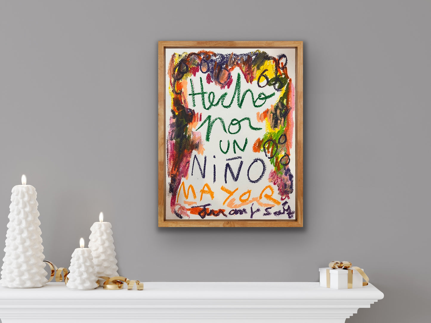 Hecho por un niño mayor · Ceras sobre papel de acuarela · Juanjo Sáez