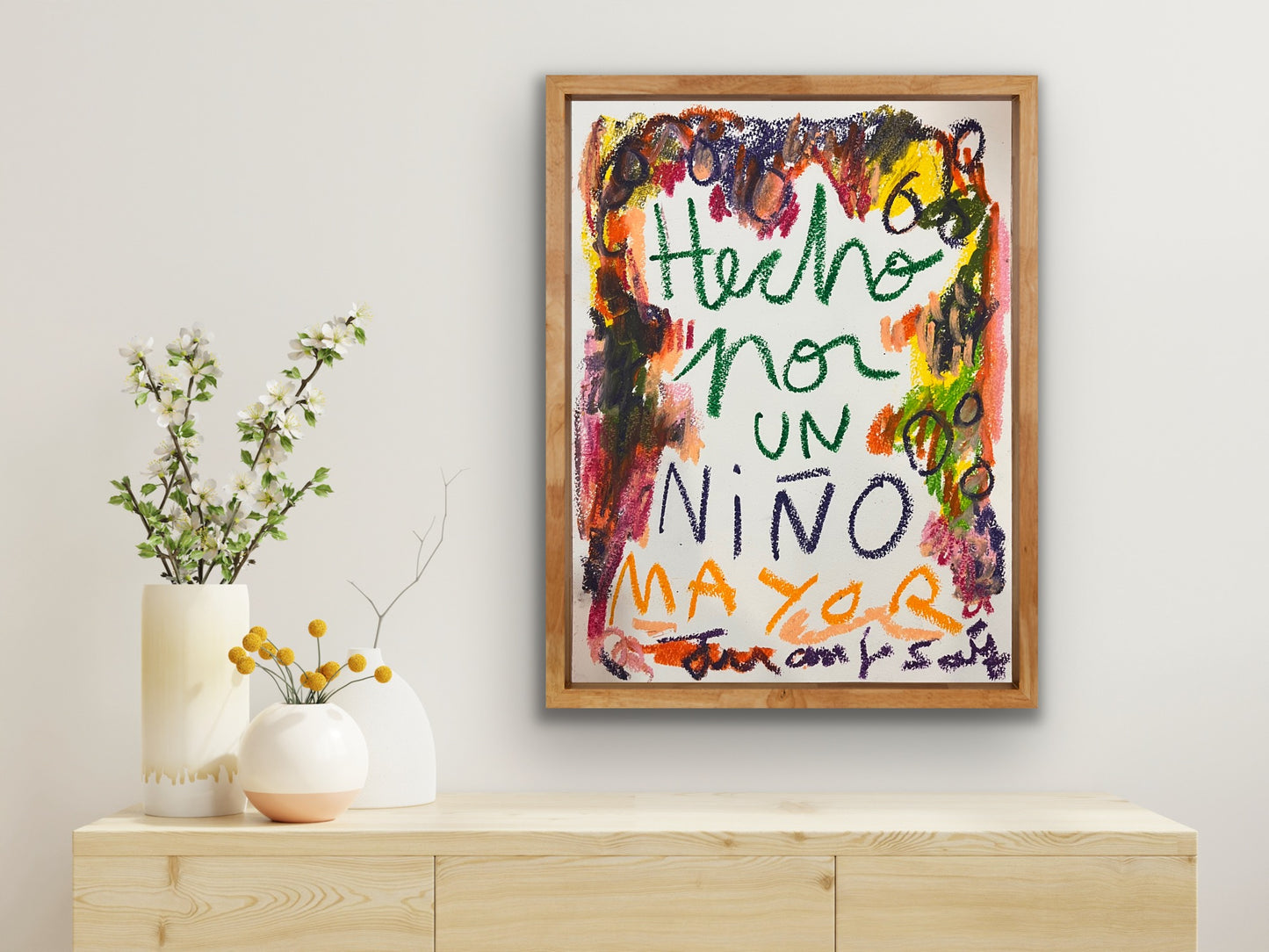 Hecho por un niño mayor · Ceras sobre papel de acuarela · Juanjo Sáez