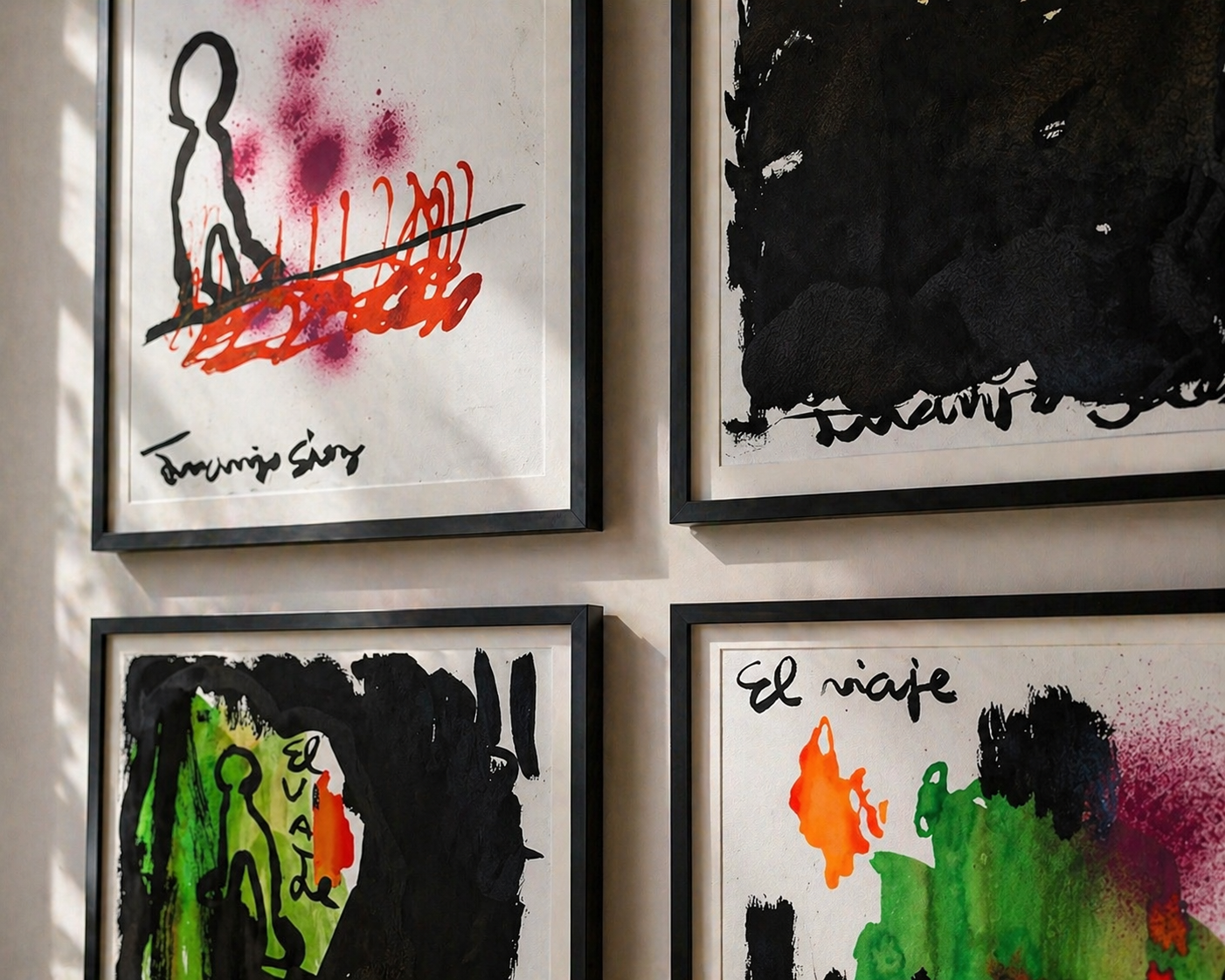 Viaje imaginario · Conjunto de 4 originales en tinta y anilinas · Juanjo Sáez